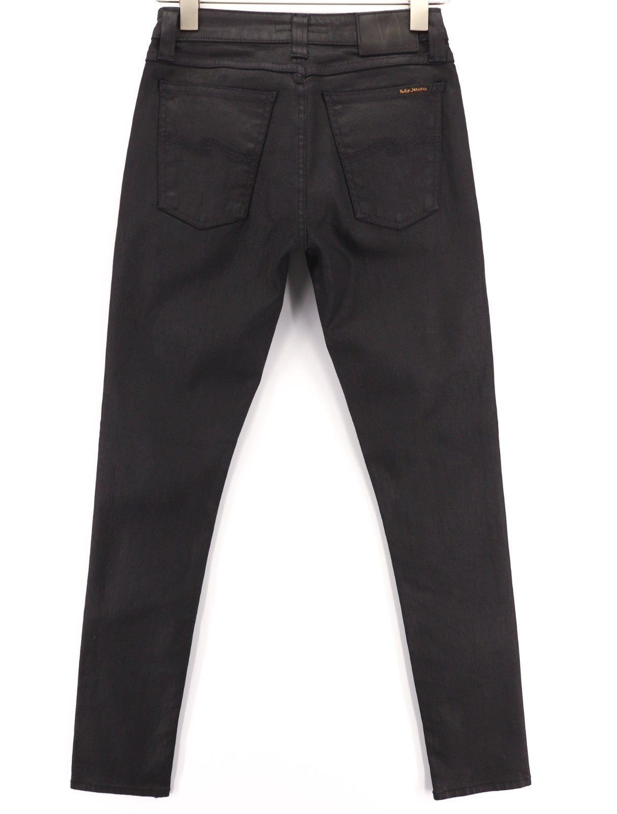 NUDIE JEANS Skinny Lin Men's Jeans W28/L32 Black In Black Coated Cotton Zip