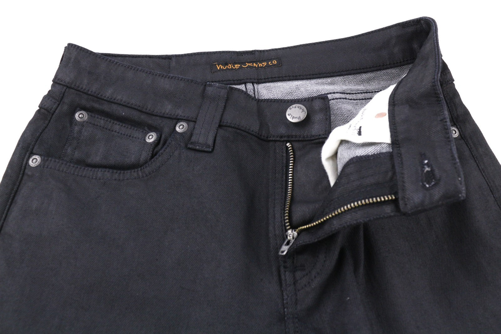 NUDIE JEANS Skinny Lin Men's Jeans W28/L32 Black In Black Coated Cotton Zip