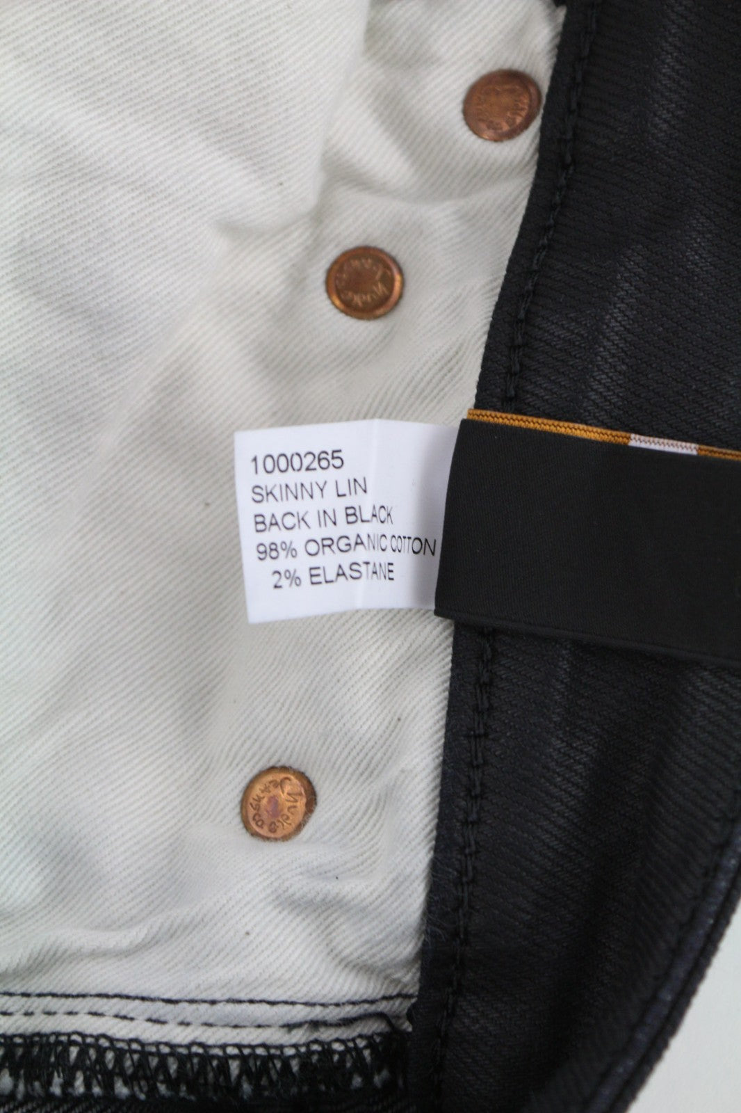 NUDIE JEANS Skinny Lin Men's Jeans W28/L32 Black In Black Coated Cotton Zip