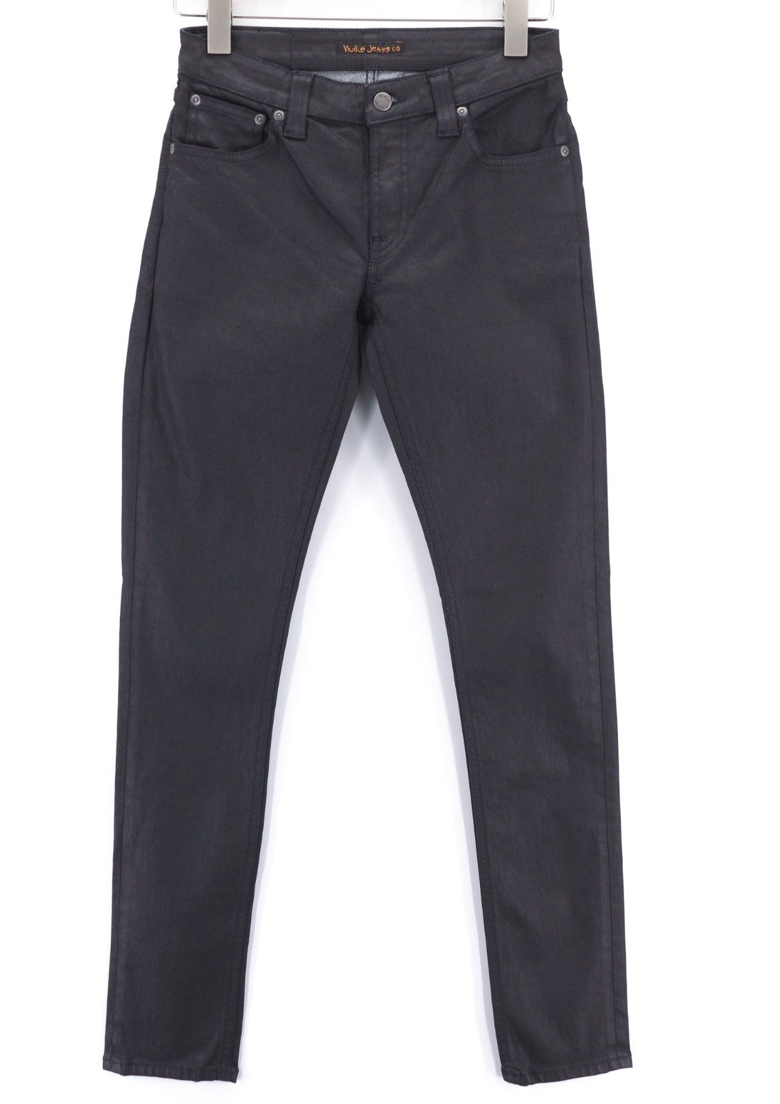 NUDIE JEANS Skinny Lin Men's Jeans W28/L32 Black In Black Organic Coated Zipper