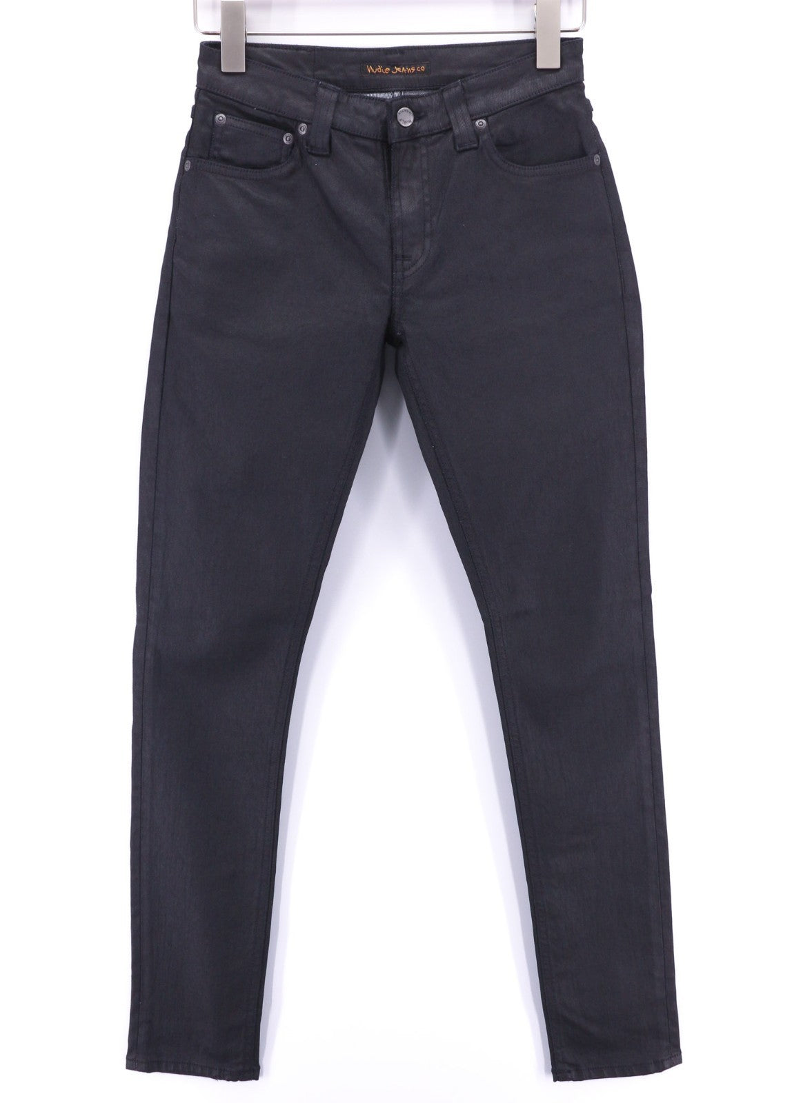 NUDIE JEANS Skinny Lin Men's Jeans W28/L32 Black In Black Coated Cotton Organic