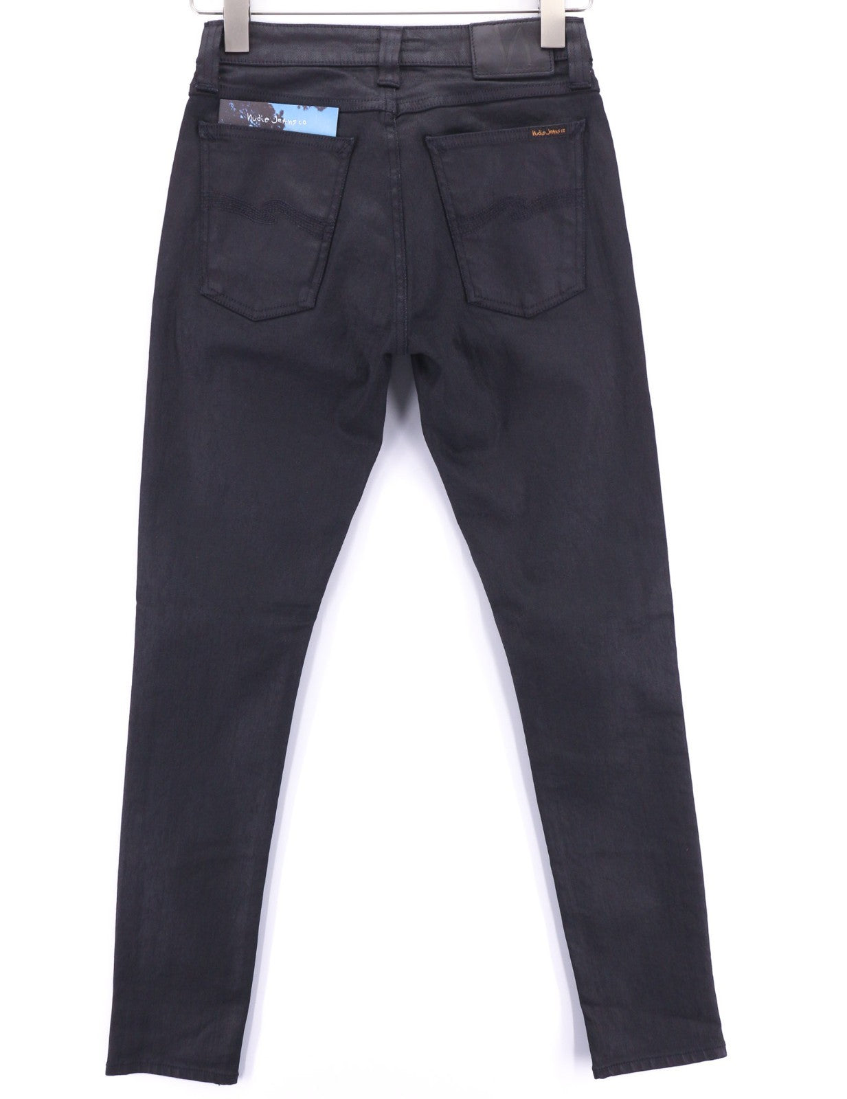 NUDIE JEANS Skinny Lin Men's Jeans W28/L32 Black In Black Coated Cotton Organic