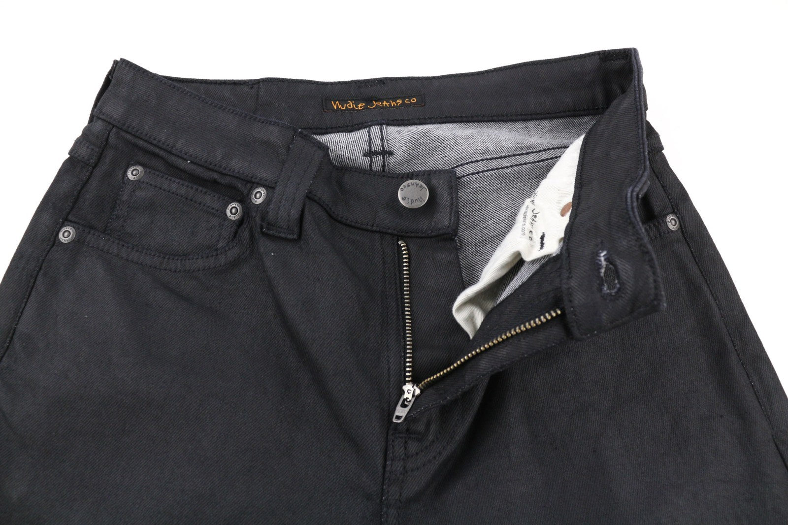 NUDIE JEANS Skinny Lin Men's Jeans W28/L32 Black In Black Coated Cotton Organic