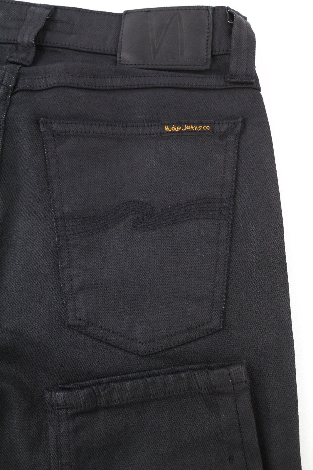 NUDIE JEANS Skinny Lin Men's Jeans W28/L32 Black In Black Coated Cotton Organic