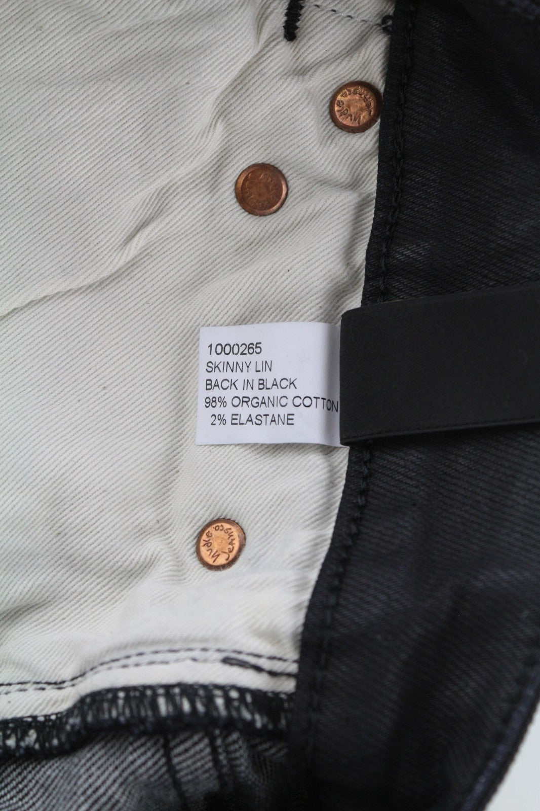 NUDIE JEANS Skinny Lin Men's Jeans W28/L32 Black In Black Coated Cotton Organic