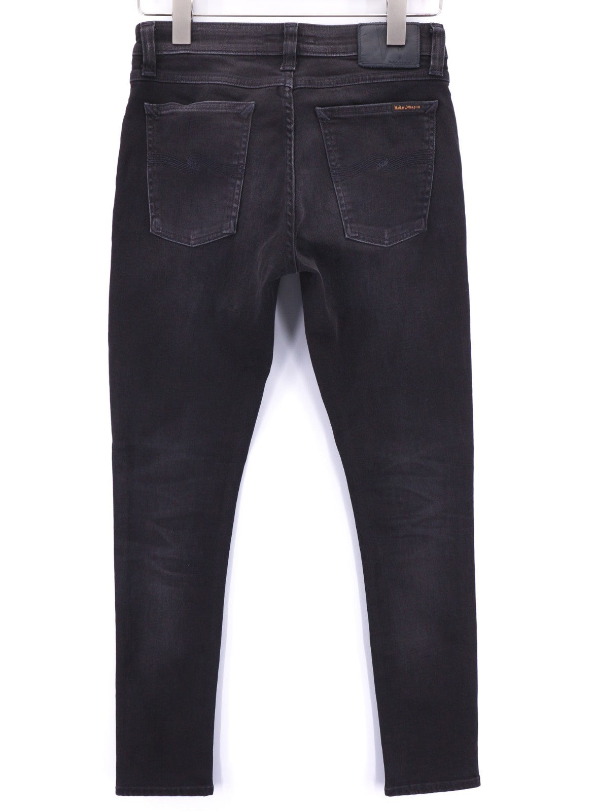 NUDIE JEANS Skinny Lin vyriški džinsai W29/L32 juodi su įprastu skalbtu džinsu, tamsus logotipas 