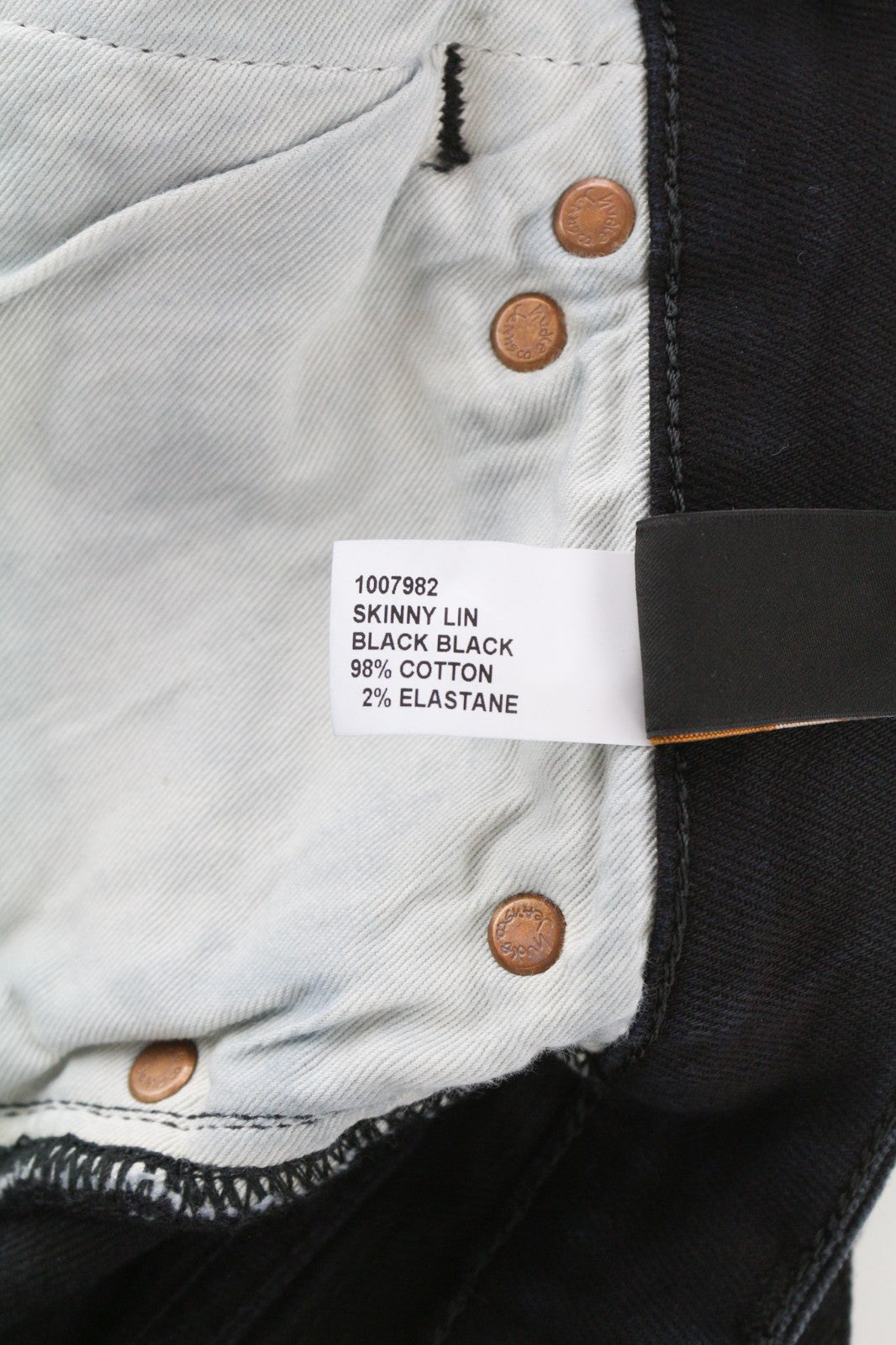 NUDIE JEANS Skinny Lin Men's Jeans W28/L32 Black Black Zipper Denim Logo