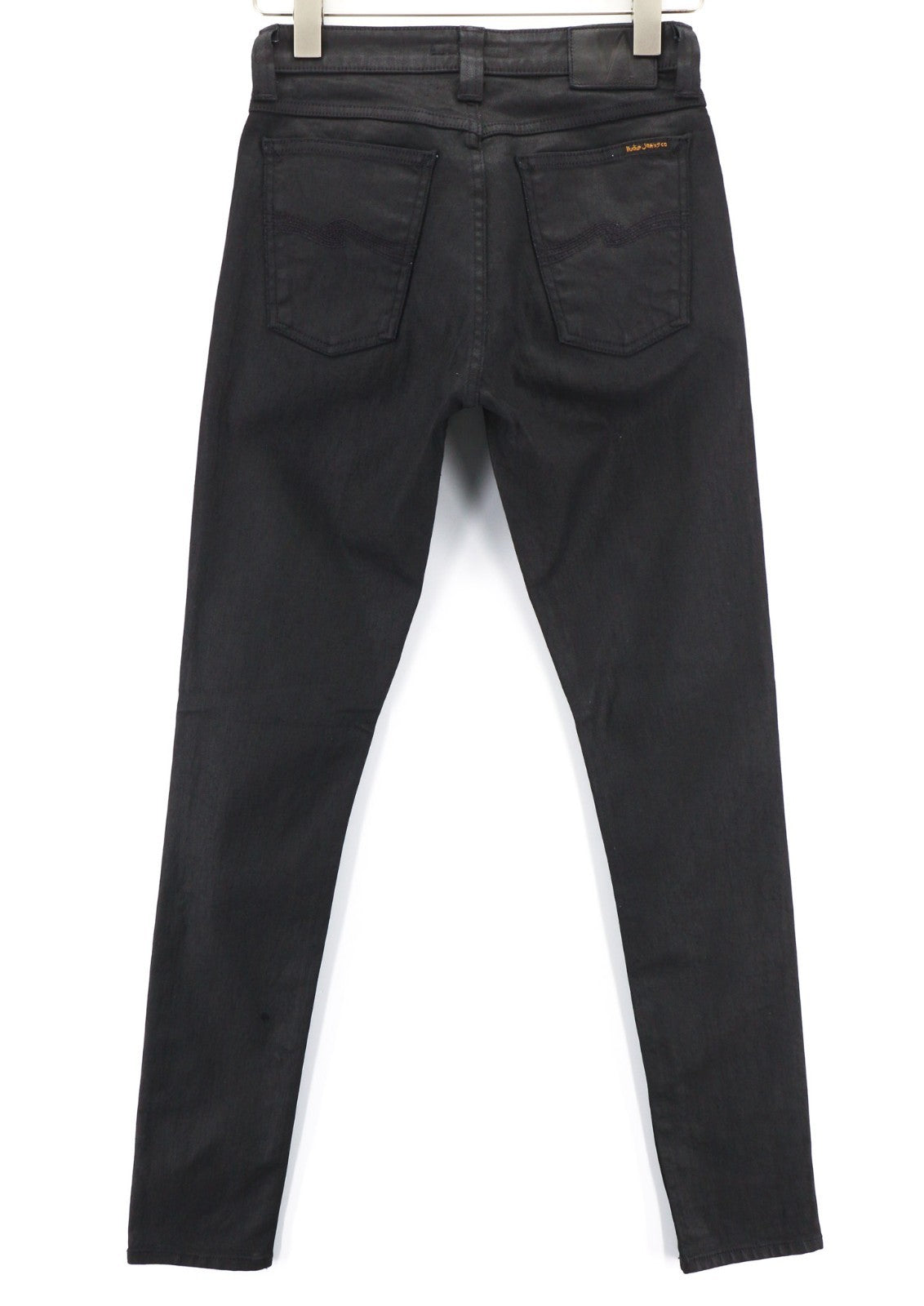 NUDIE JEANS Skinny Lin Men's Jeans W29/L34 Black In Black Coated Organic Denim