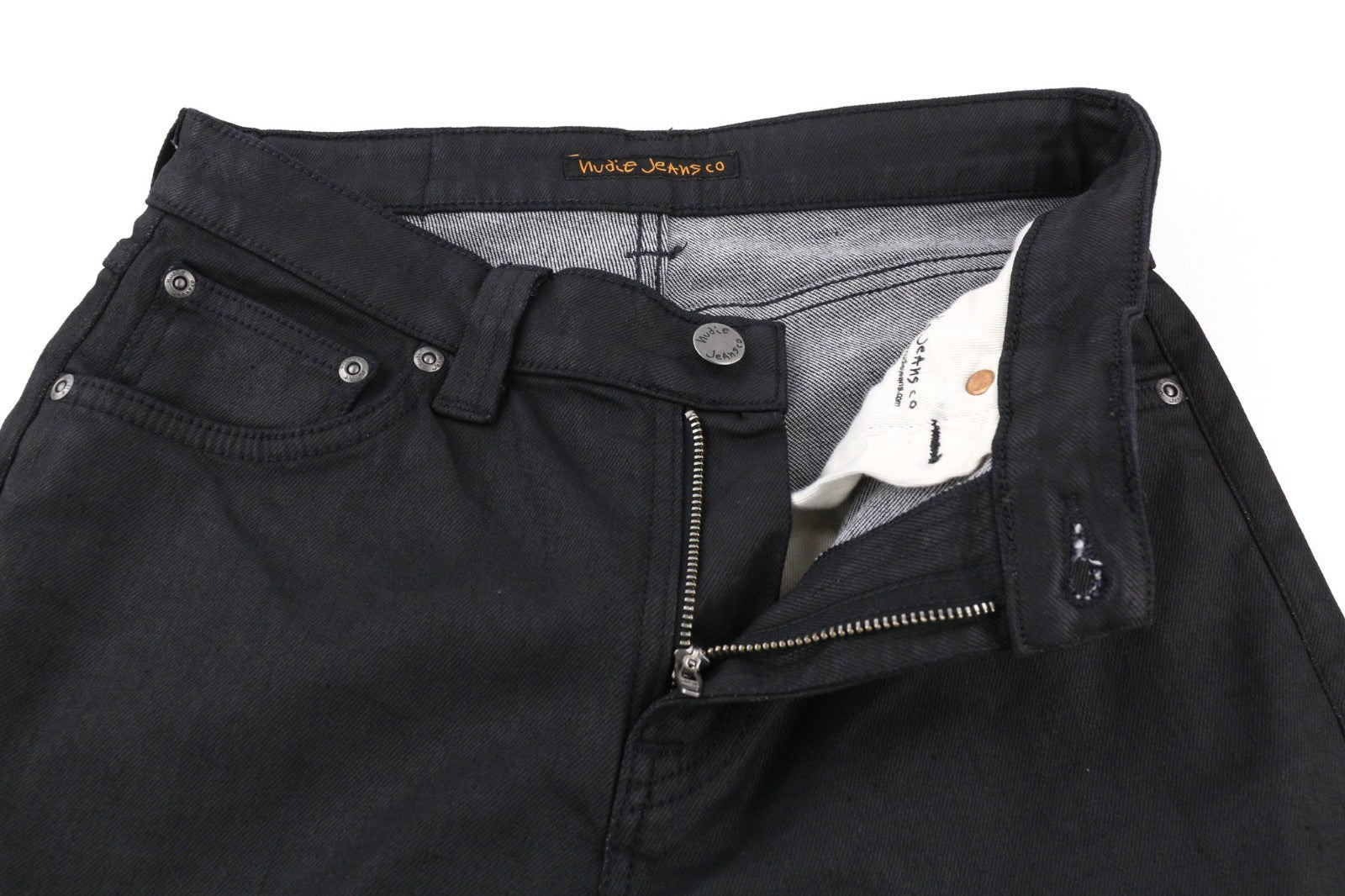 NUDIE JEANS Skinny Lin Men's Jeans W29/L34 Black In Black Coated Organic Denim