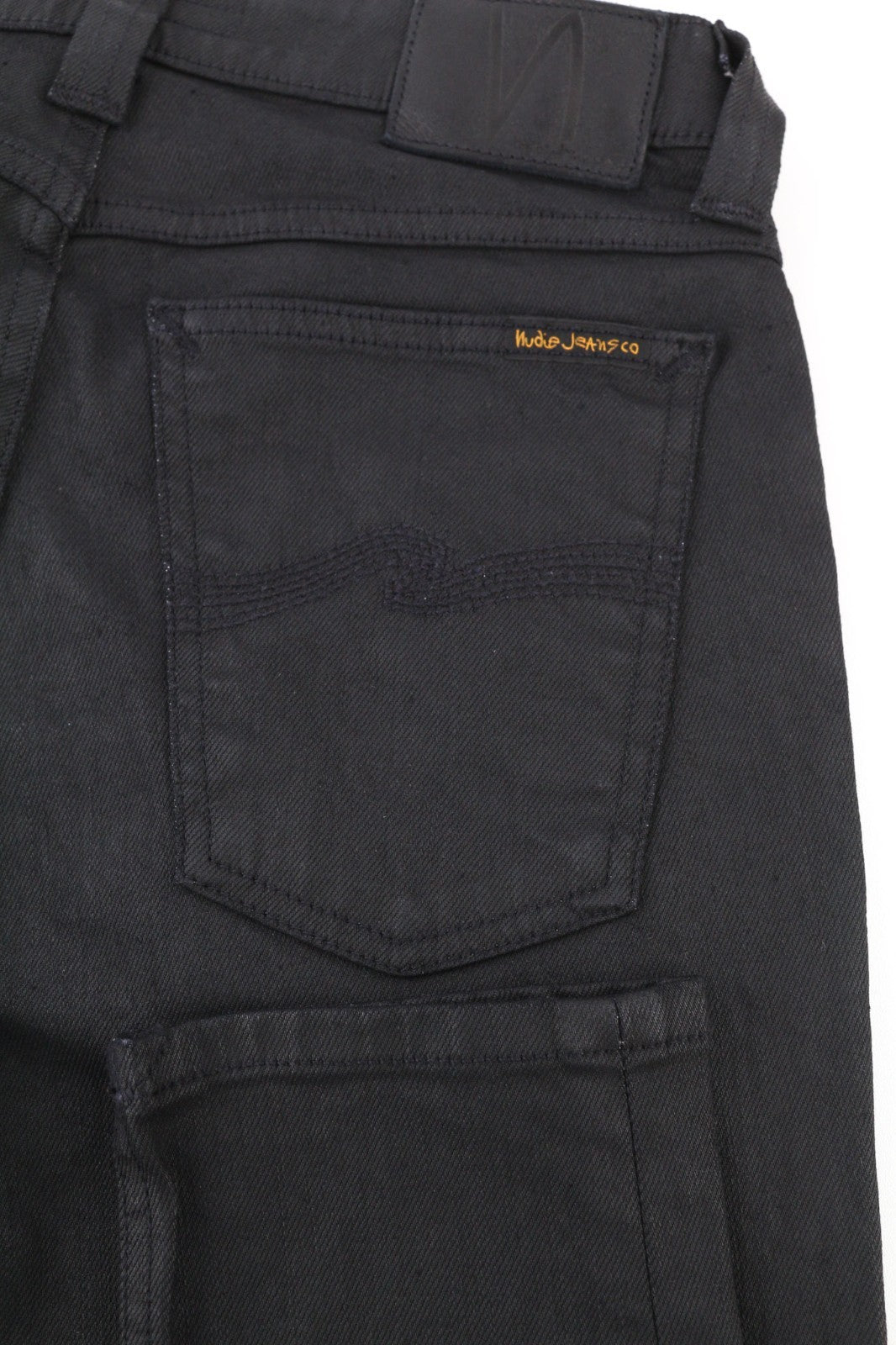 NUDIE JEANS Skinny Lin Men's Jeans W29/L34 Black In Black Coated Organic Denim