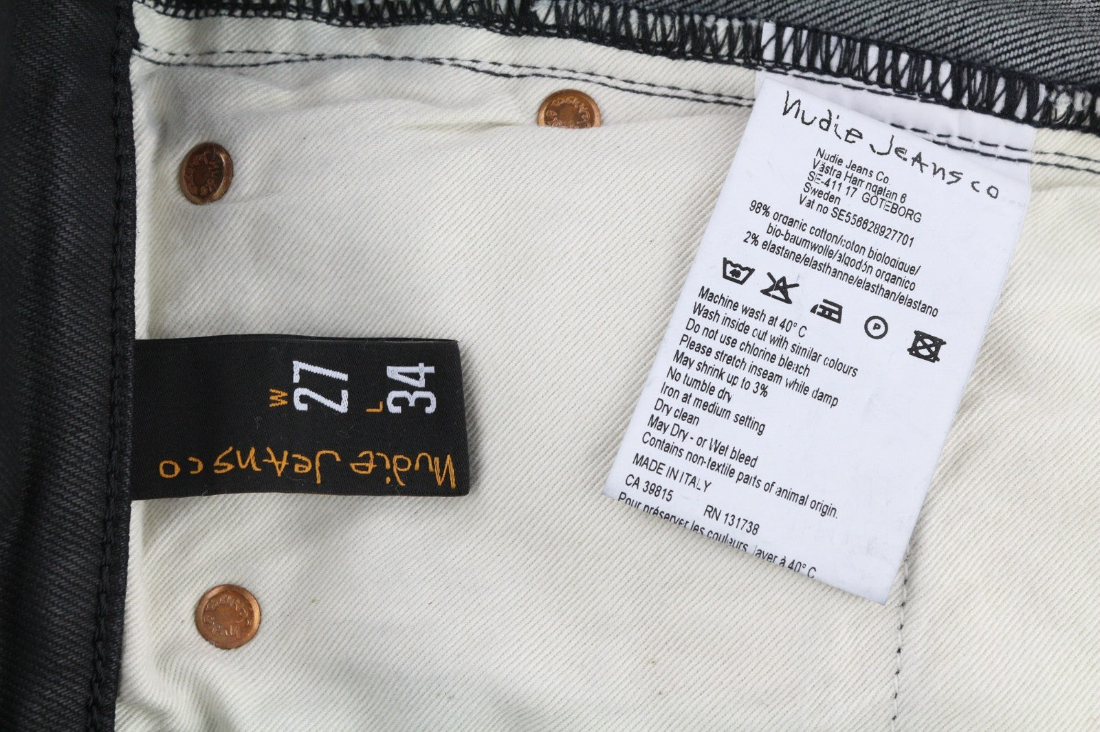 NUDIE JEANS Skinny Lin moteriški džinsai W27/L34 juodi su juodu dengtu ekologišku audiniu 