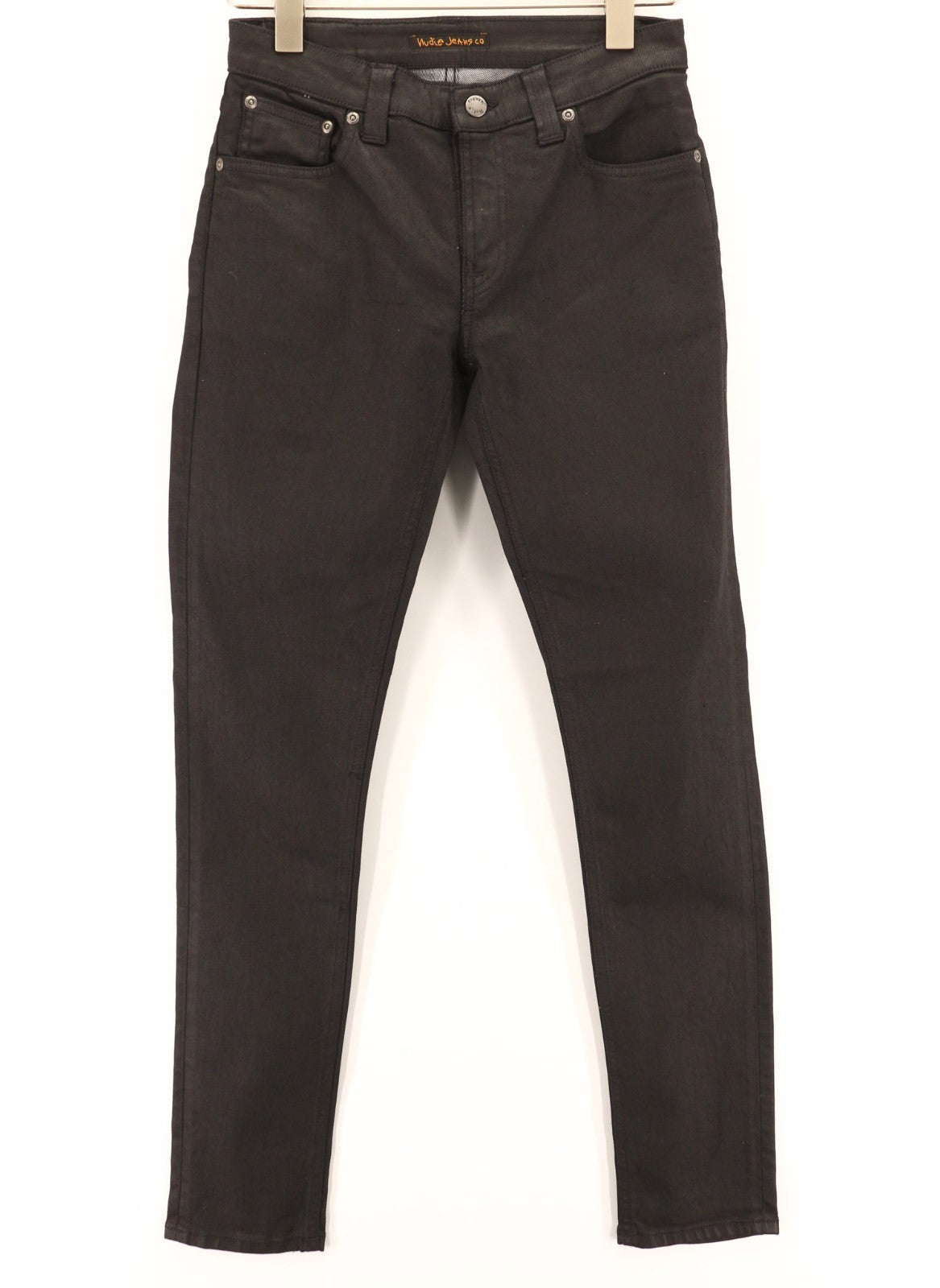 NUDIE JEANS Skinny Lin Men's Jeans W29/L32 Black In Black Coated Organic Cotton