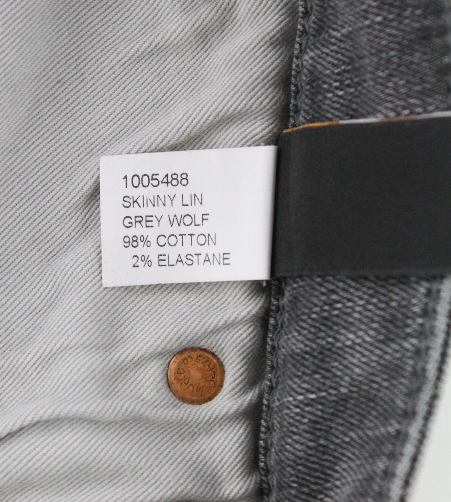 NUDIE JEANS Skinny Lin Men's Jeans W28/L34 Grey Wolf Washed Stretch Denim Logo