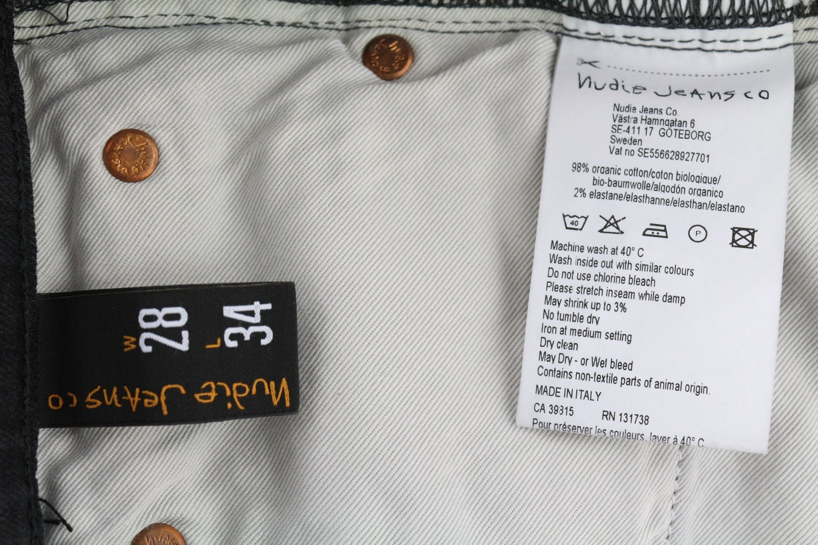 NUDIE JEANS Pipe Led Men's Jeans W28/L34 Monolith Skinny Fit Stretch Zip Dark