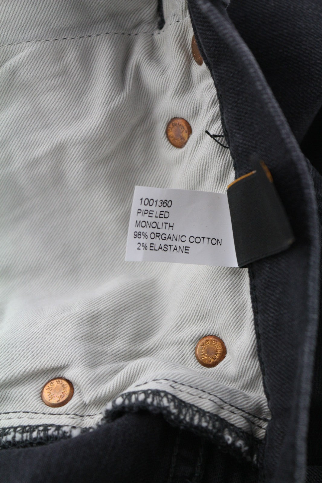 NUDIE JEANS Pipe Led Men's Jeans W28/L34 Monolith Skinny Fit Stretch Zip Dark