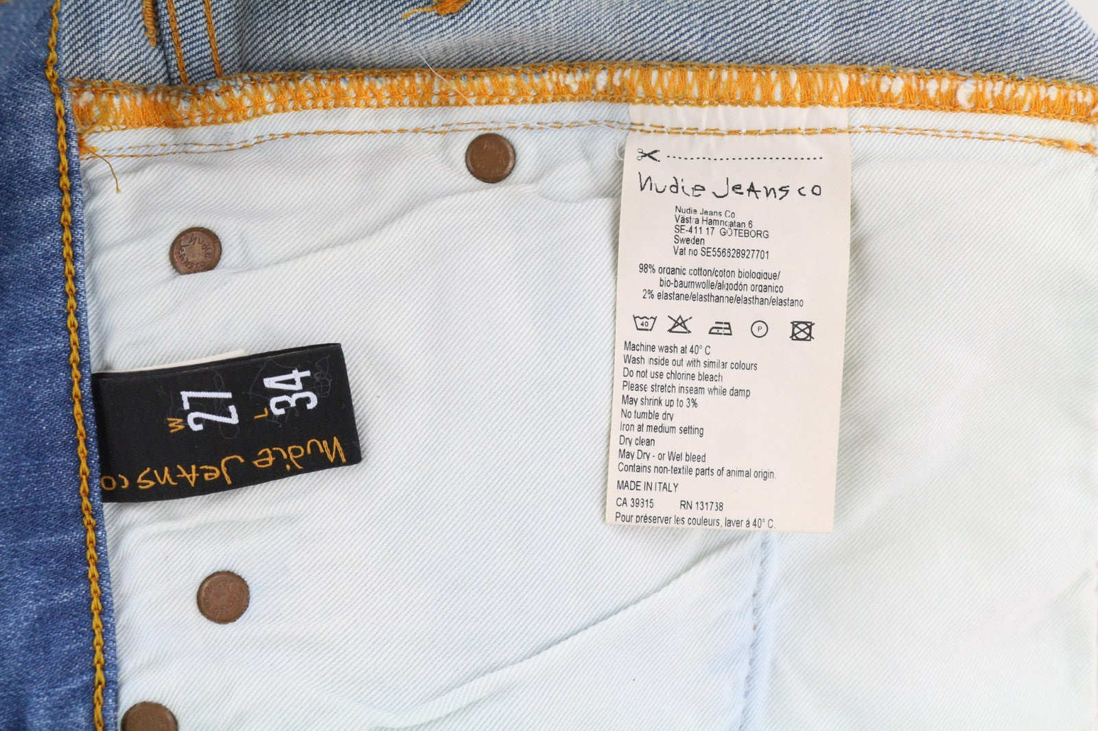 NUDIE JEANS Pipe Led Women's Jeans W27/L34 Crispy Pepper Washed Stretch Blue