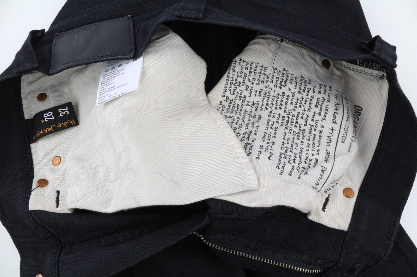 NUDIE JEANS Pipe Led Clean Slate Men's Jeans W28/L32 Zip Organic Cotton Slim