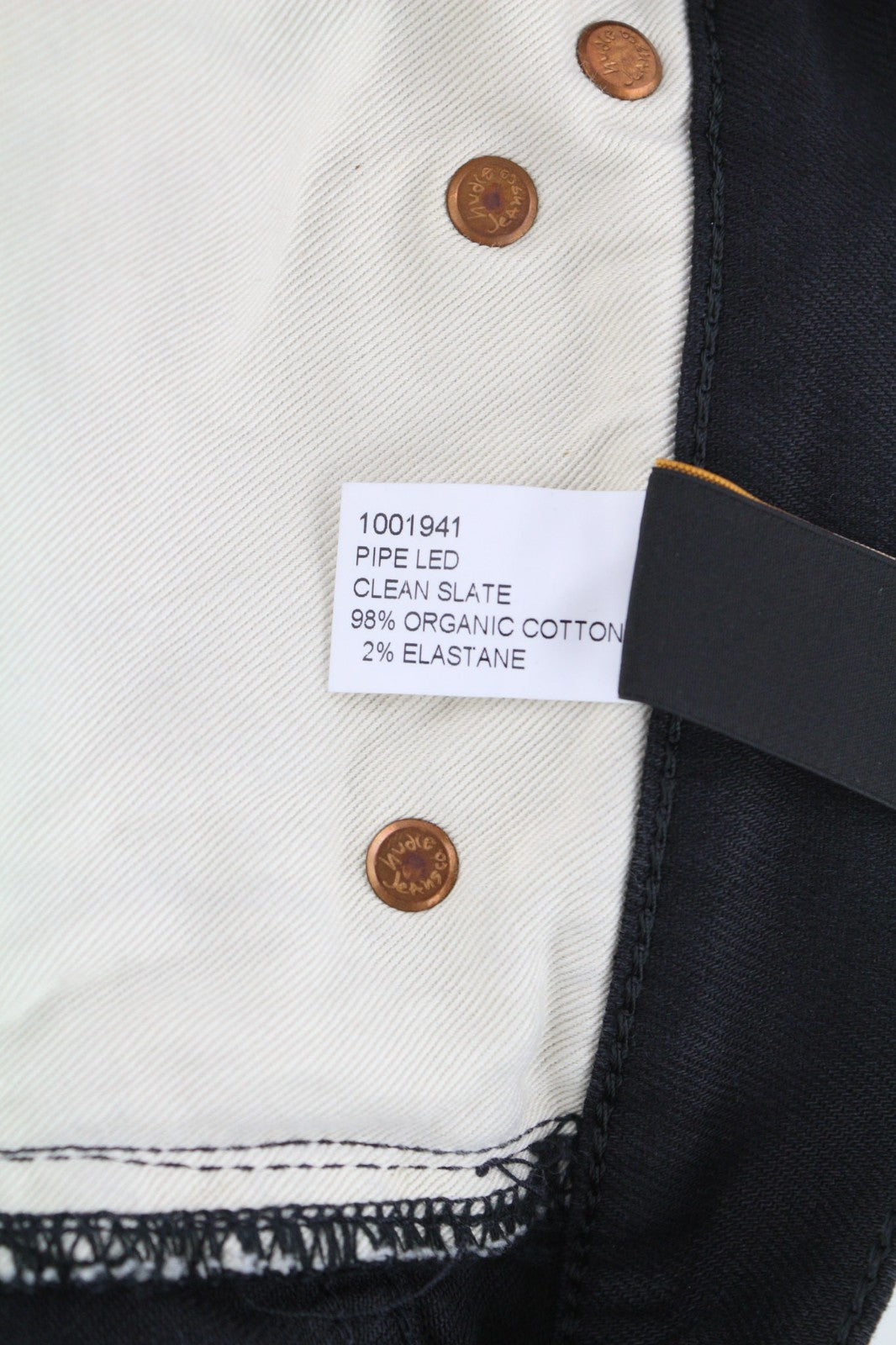 NUDIE JEANS Pipe Led Clean Slate Men's Jeans W28/L32 Slim Zip Fly Black Denim