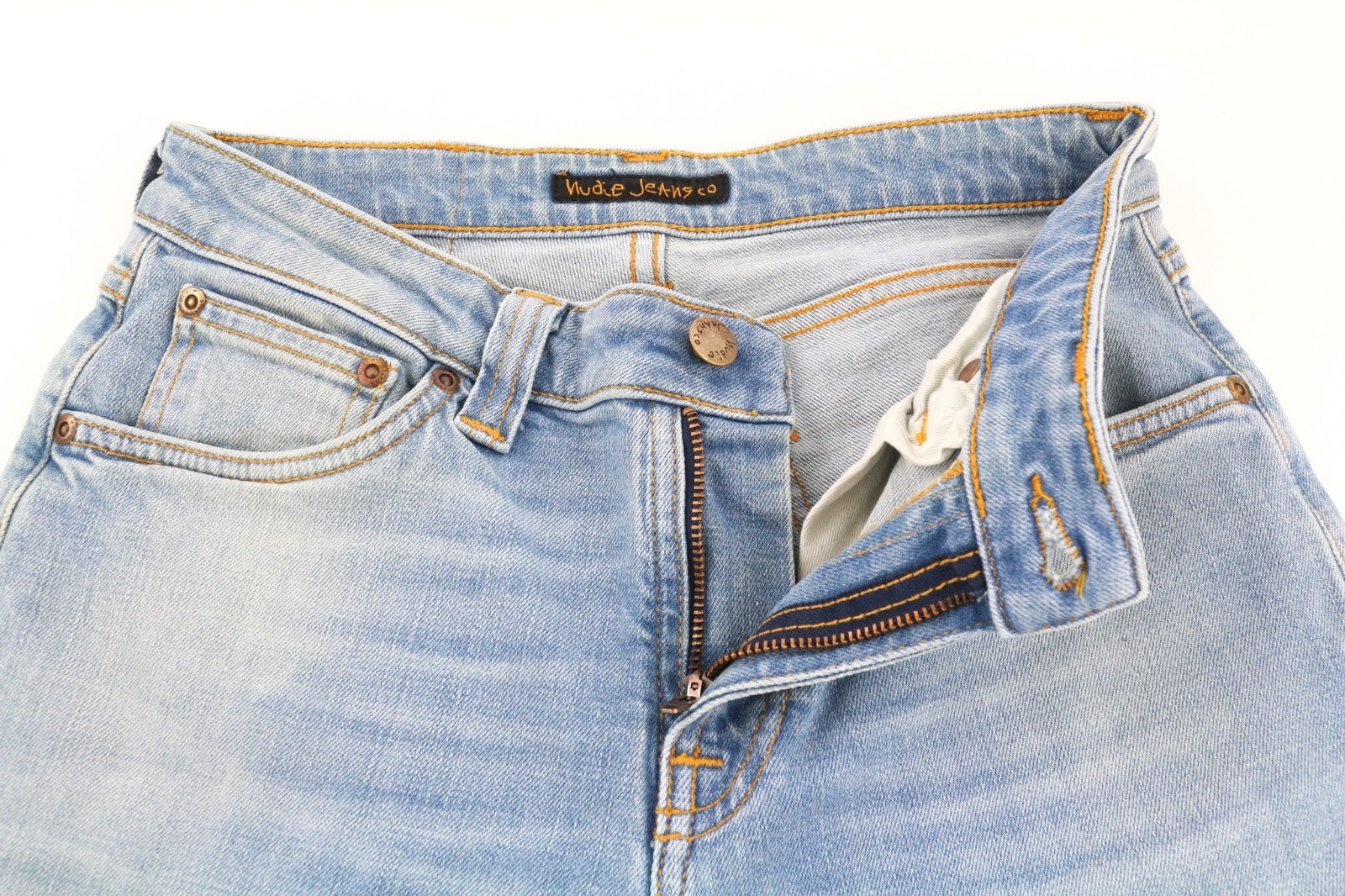 NUDIE JEANS Skinny Lin Blonde Orange Men's Jeans W28/L34 Organic Cotton Zip Fly