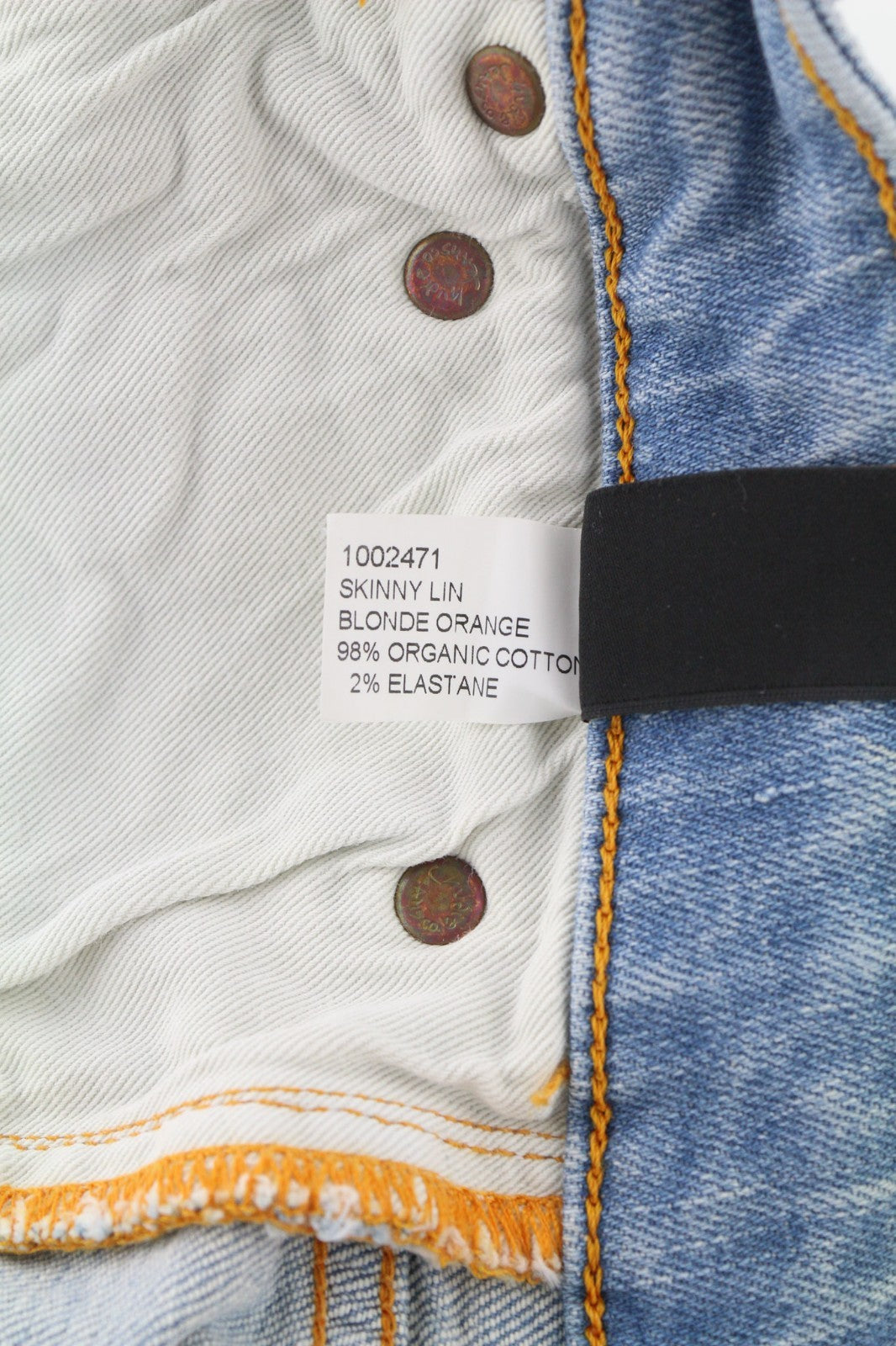 NUDIE JEANS Skinny Lin Blonde Orange Men's Jeans W28/L34 Organic Cotton Zip Fly