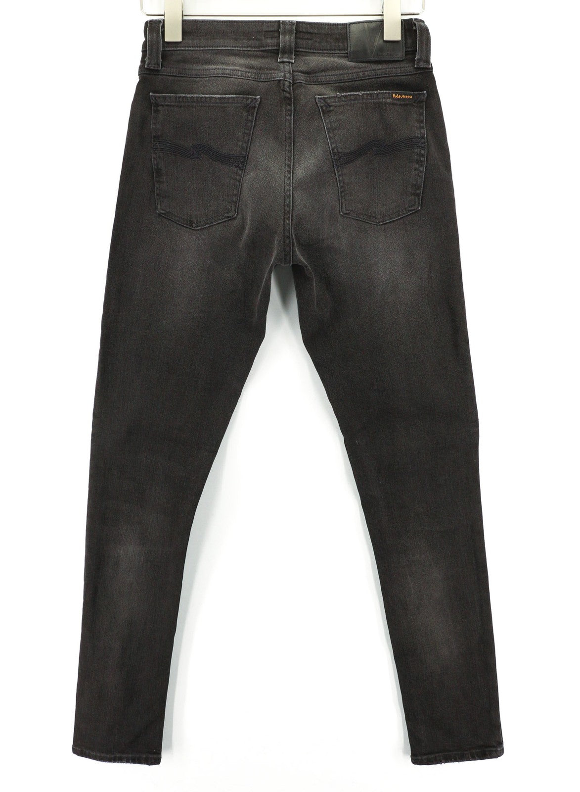 NUDIE JEANS Skinny Lin Used Black Men's Jeans W29/L32 Distressed Whiskers Zip