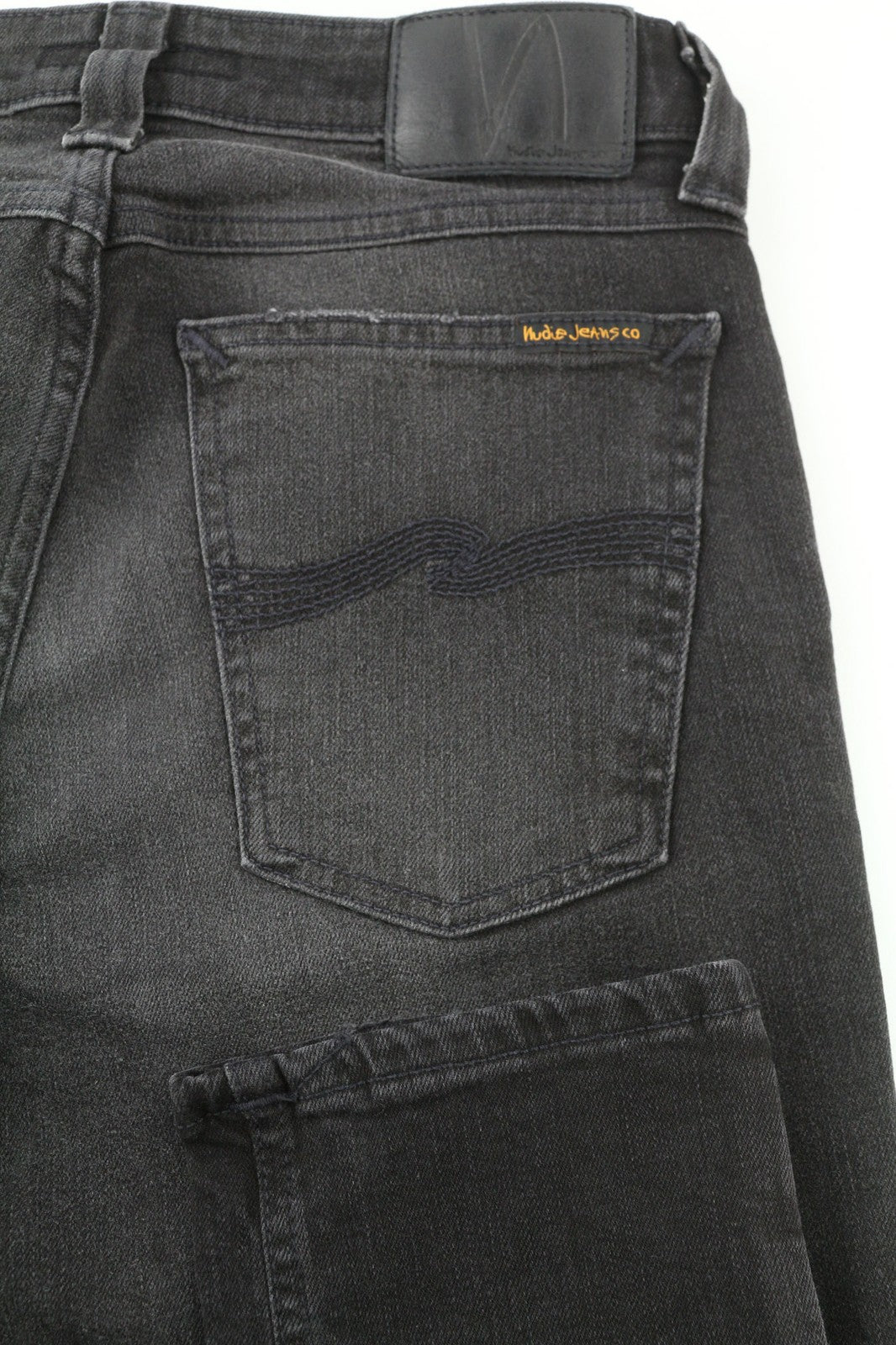 NUDIE JEANS Skinny Lin Used Black Men's Jeans W29/L32 Distressed Whiskers Zip