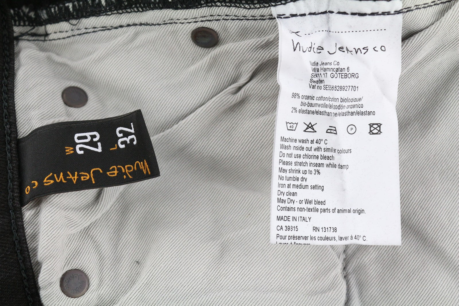 NUDIE JEANS Skinny Lin Used Black Men's Jeans W29/L32 Distressed Whiskers Zip