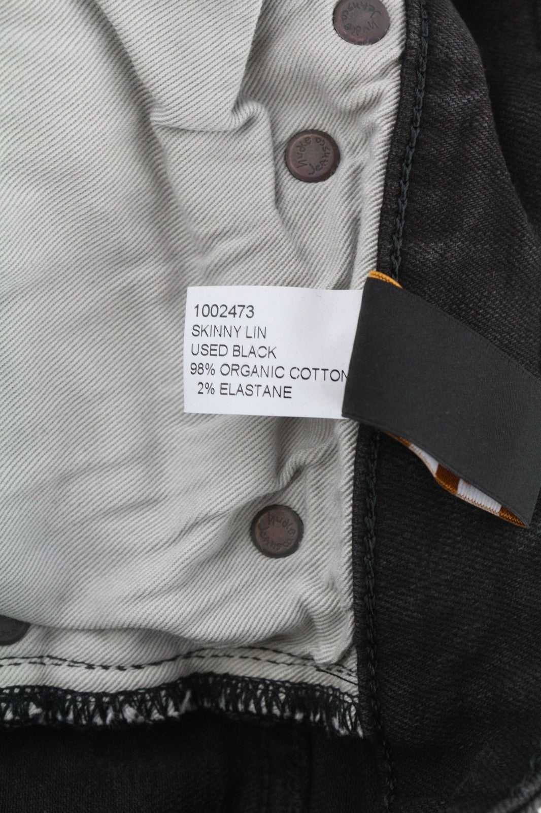 NUDIE JEANS Skinny Lin dėvėti juodi vyriški džinsai W30/L32 dėvėti laisvalaikio stiliaus, išblukę 
