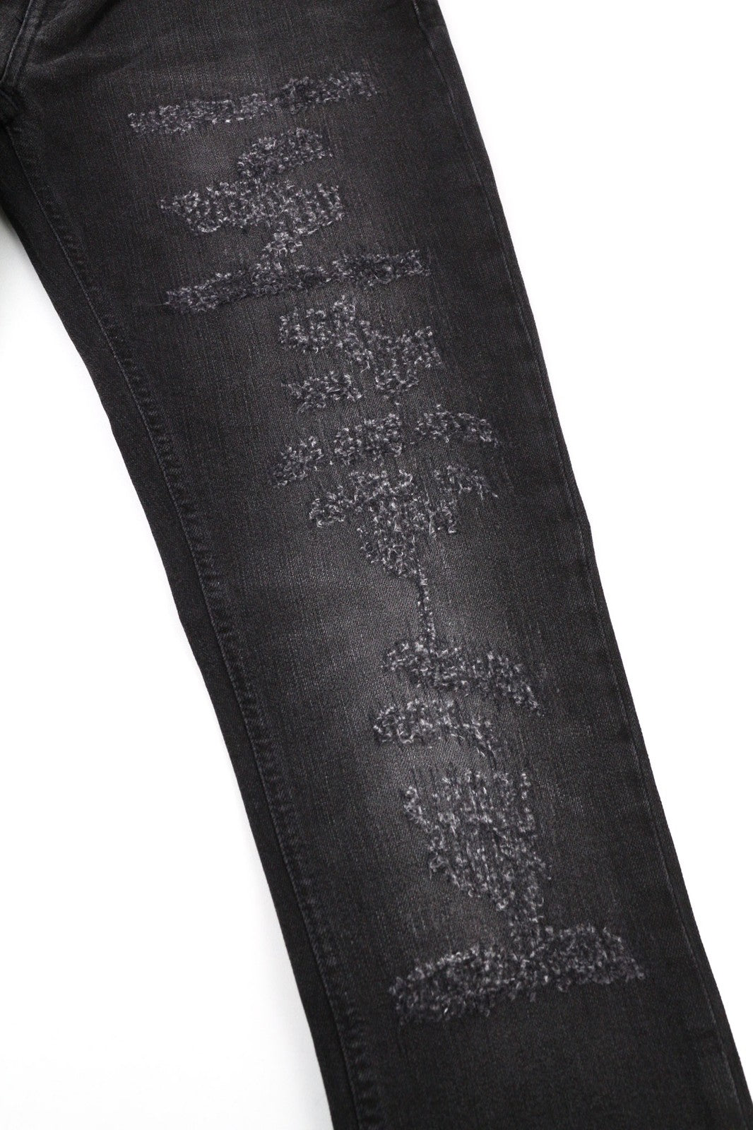 NUDIE JEANS Skinny Lin dėvėti juodi vyriški džinsai W30/L32 išblukusi medvilnė 