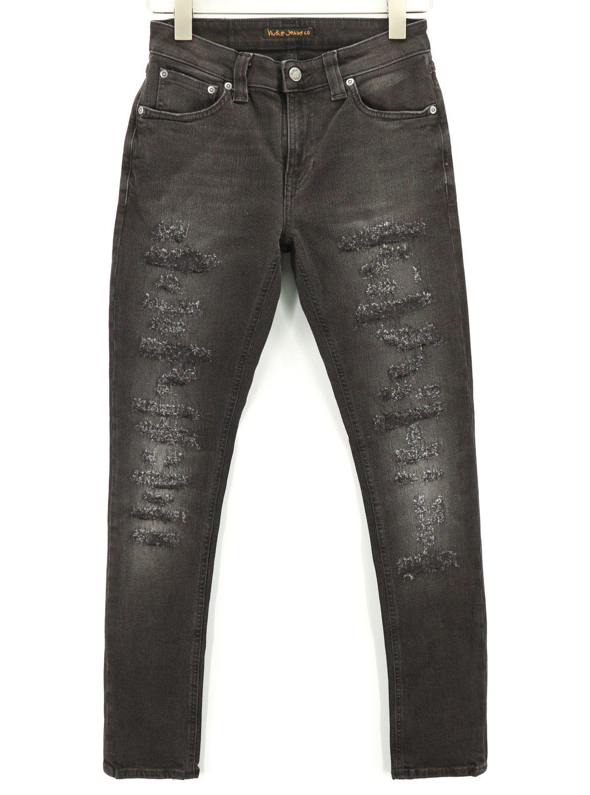 NUDIE JEANS Skinny Lin Used Black Men's Jeans W28/L32 Distressed Pockets Faded