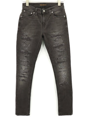 NUDIE JEANS Skinny Lin Used Black Men's Jeans W28/L32 Distressed Pockets Faded