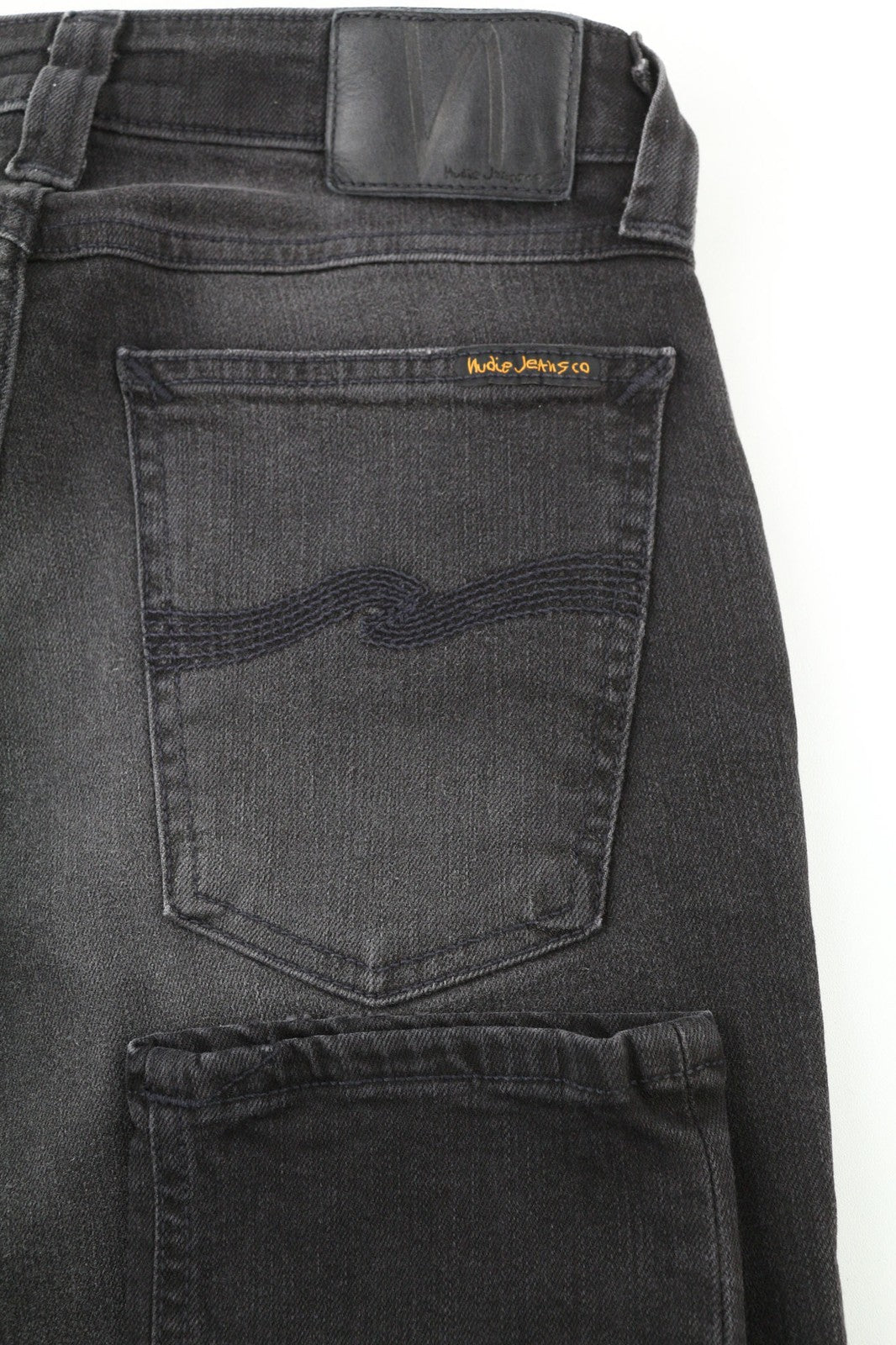 NUDIE JEANS Skinny Lin Used Black Men's Jeans W28/L32 Distressed Pockets Faded