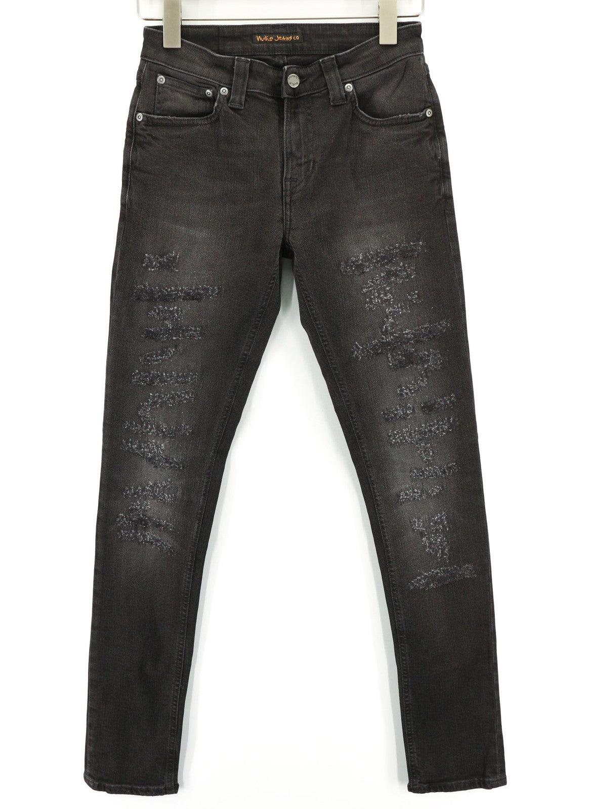 NUDIE JEANS Skinny Lin Used Black Men's Jeans W28/L32 Faded Distressed Cotton