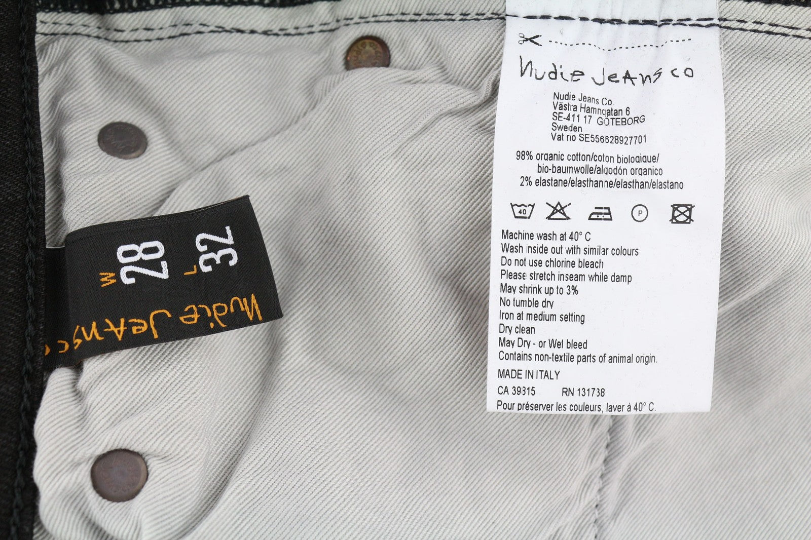 NUDIE JEANS Skinny Lin dėvėti juodi vyriški džinsai W28/L32 išblukusi medvilnė 