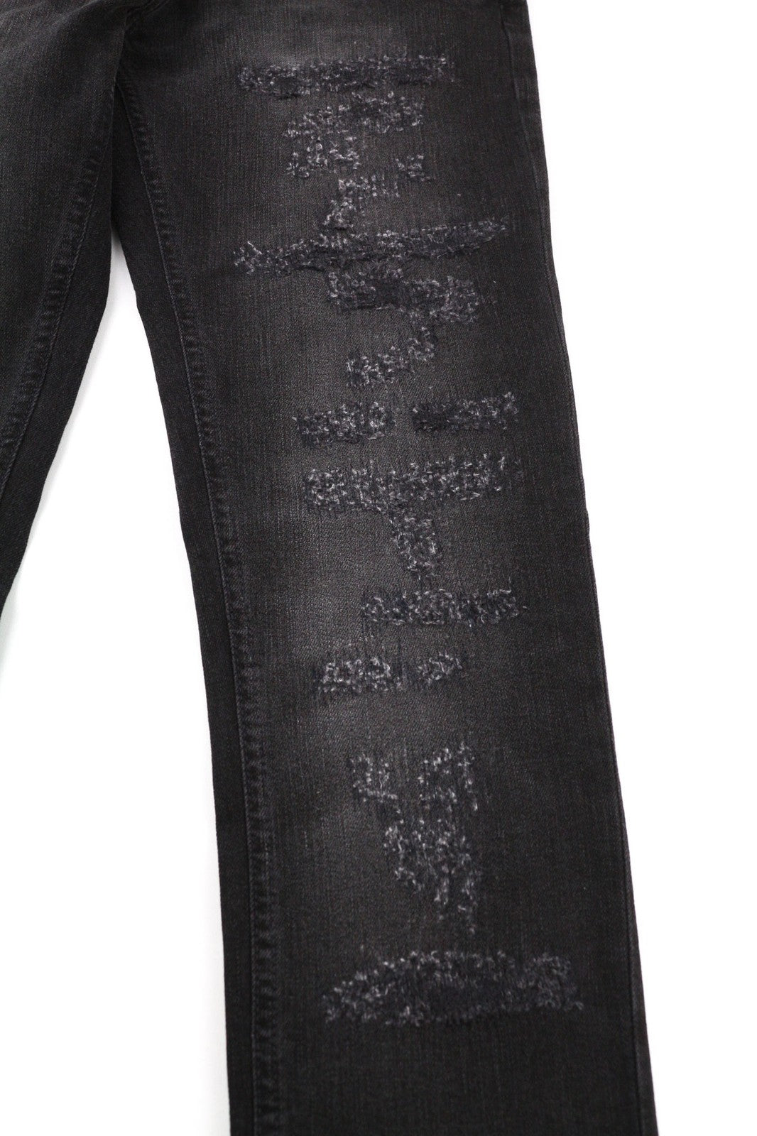 NUDIE JEANS Skinny Lin dėvėti juodi vyriški džinsai W28/L32 išblukusi medvilnė 