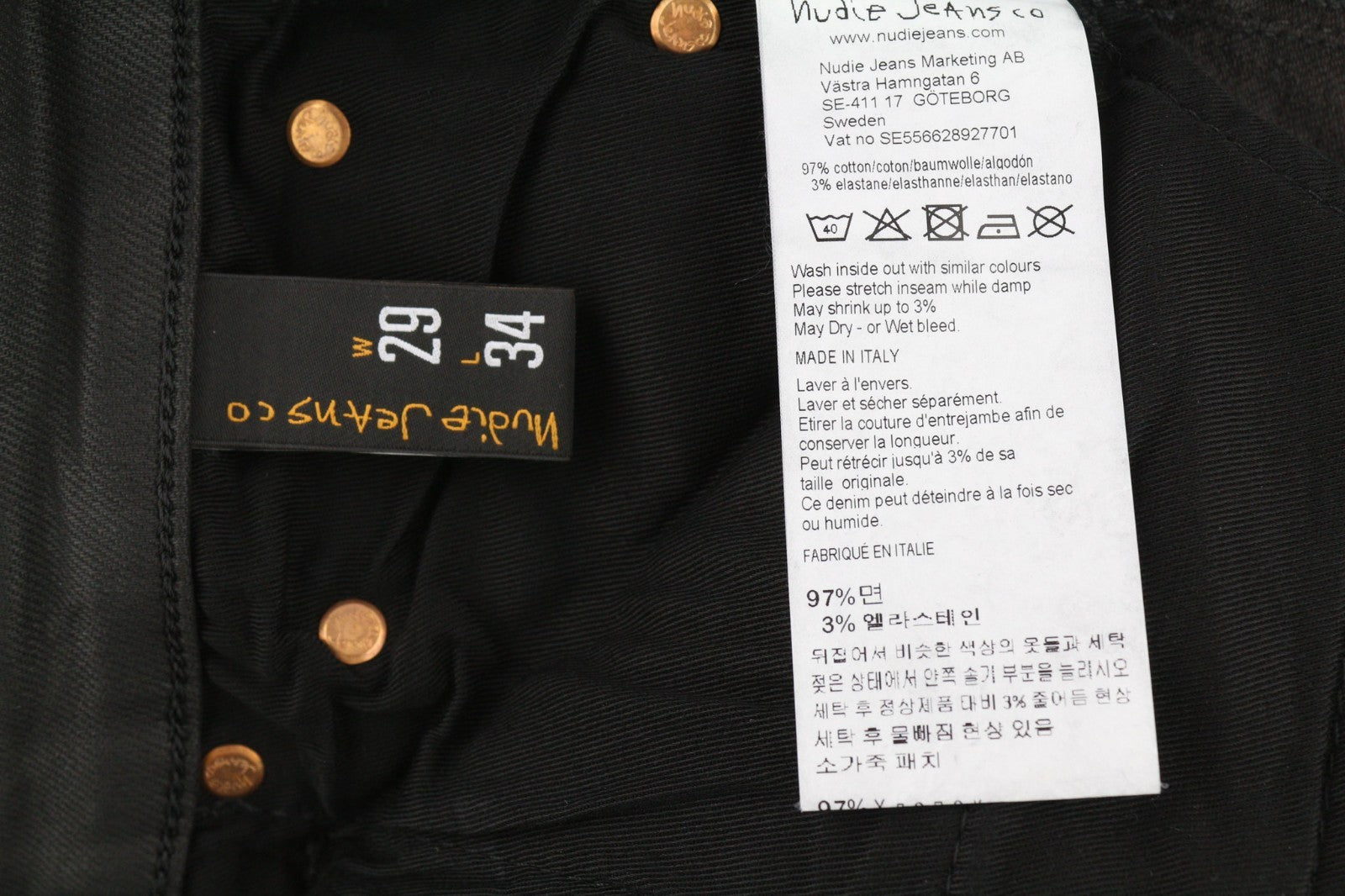 NUDIE JEANS Hightop Tilde Painted Black Men's Jeans W29/L34 Skinny Faded Zip