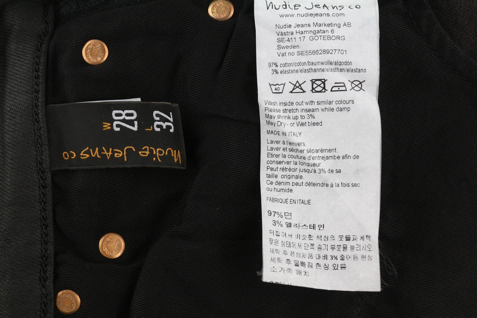 NUDIE JEANS Hightop Tilde Painted Black Men's Jeans W28/L32 Skinny Fit Denim