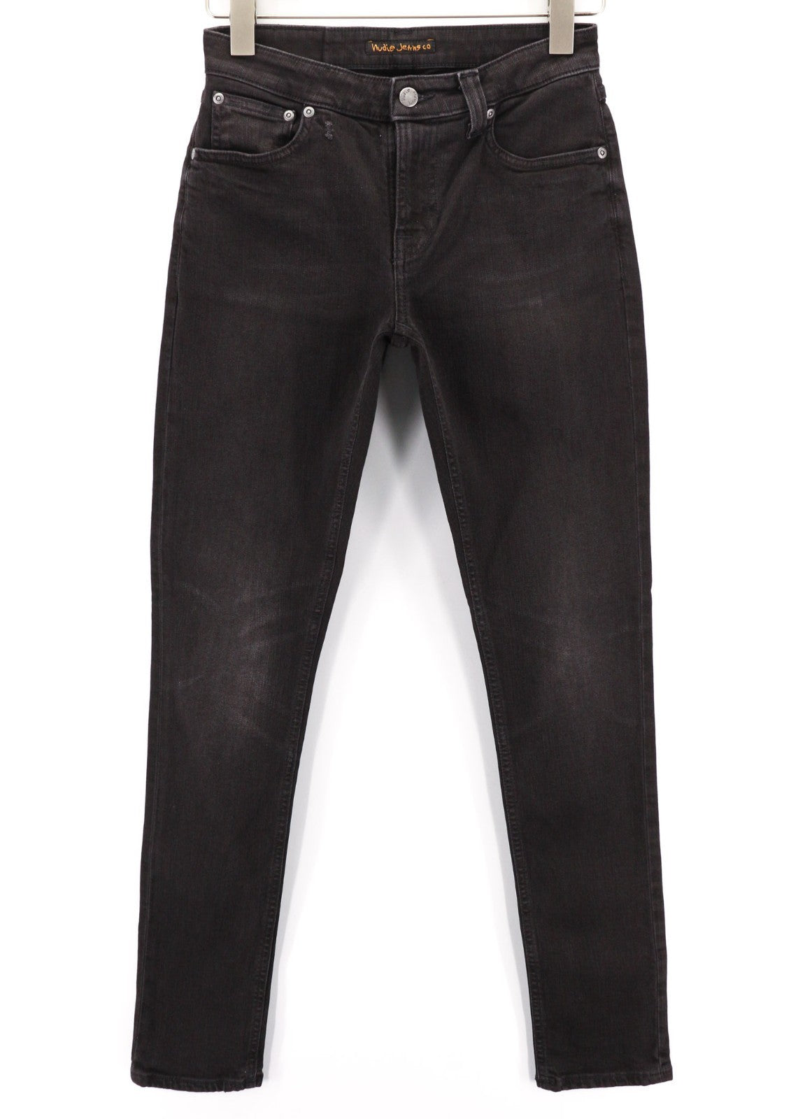 NUDIE JEANS Skinny Lin Used Black Men's Jeans W29/L32 Organic Cotton Faded Zip