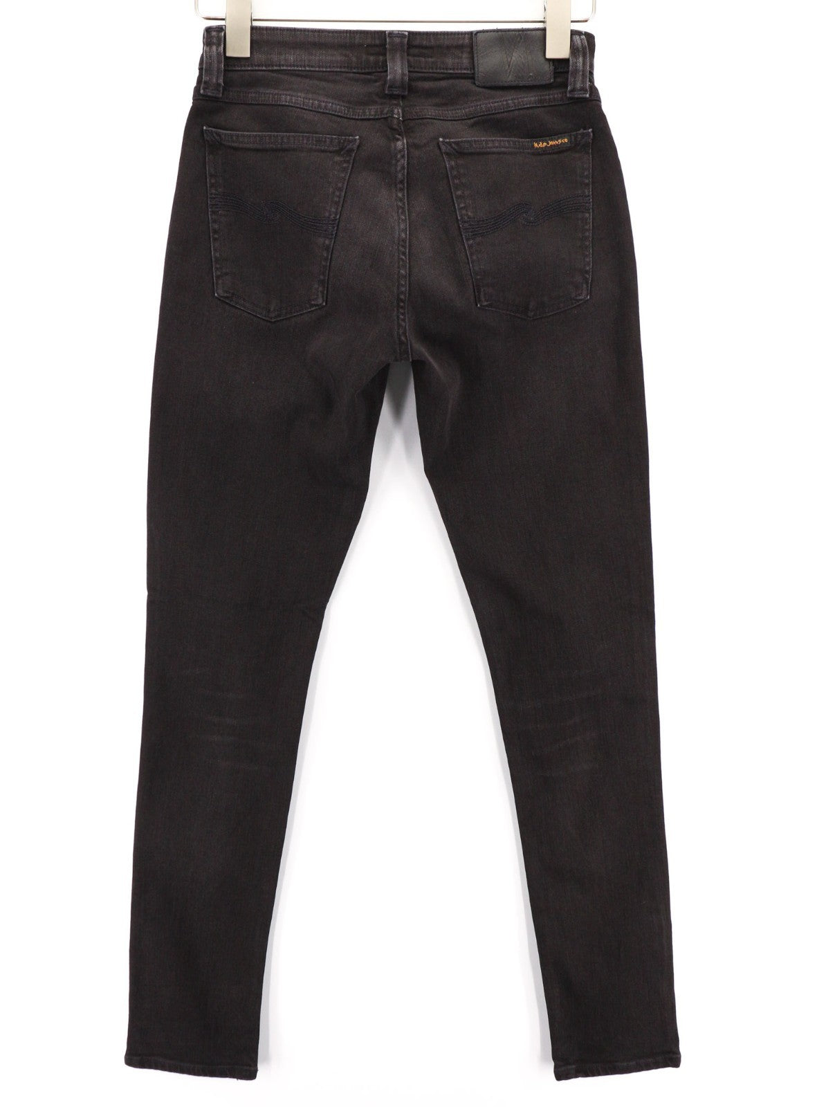 NUDIE JEANS Skinny Lin Used Black Men's Jeans W29/L32 Organic Cotton Faded Zip