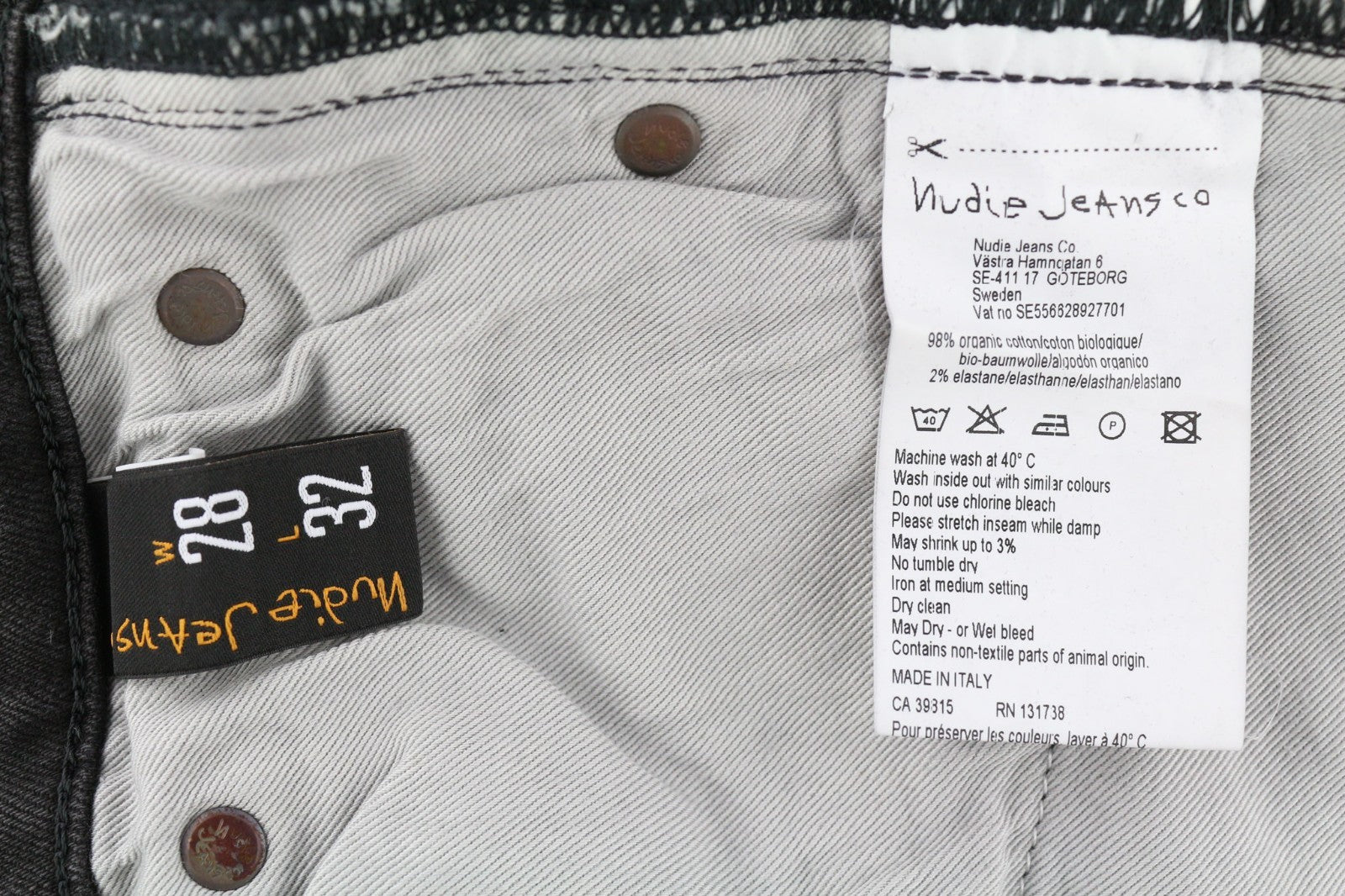 NUDIE JEANS Skinny Lin Used Black Men's Jeans W29/L32 Organic Cotton Faded Zip