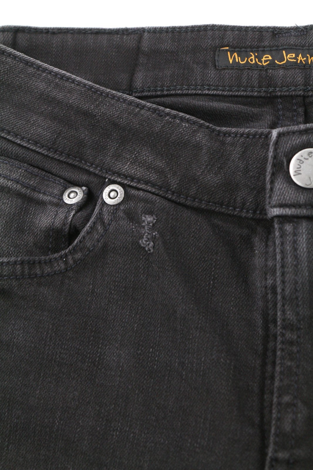 NUDIE JEANS Skinny Lin Used Black Men's Jeans W29/L32 Organic Cotton Faded Zip