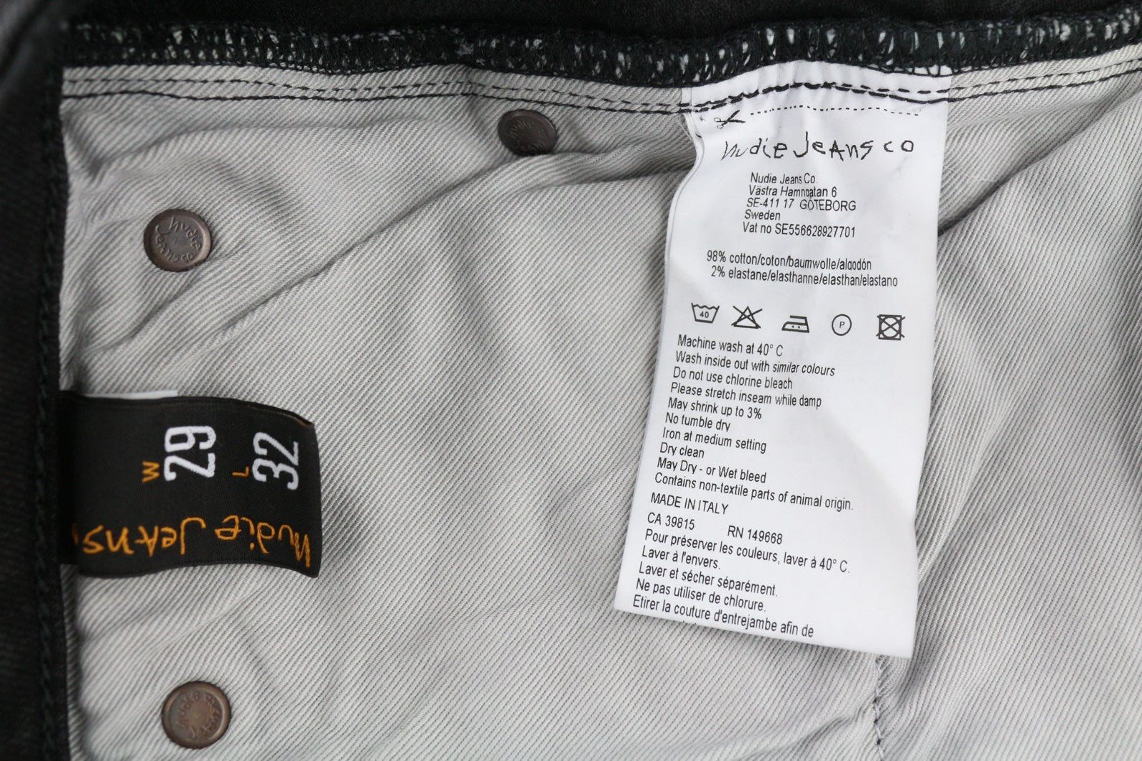 NUDIE JEANS Skinny Lin Used Black Men's Jeans W29/L32 Casual Stretch Zip Denim