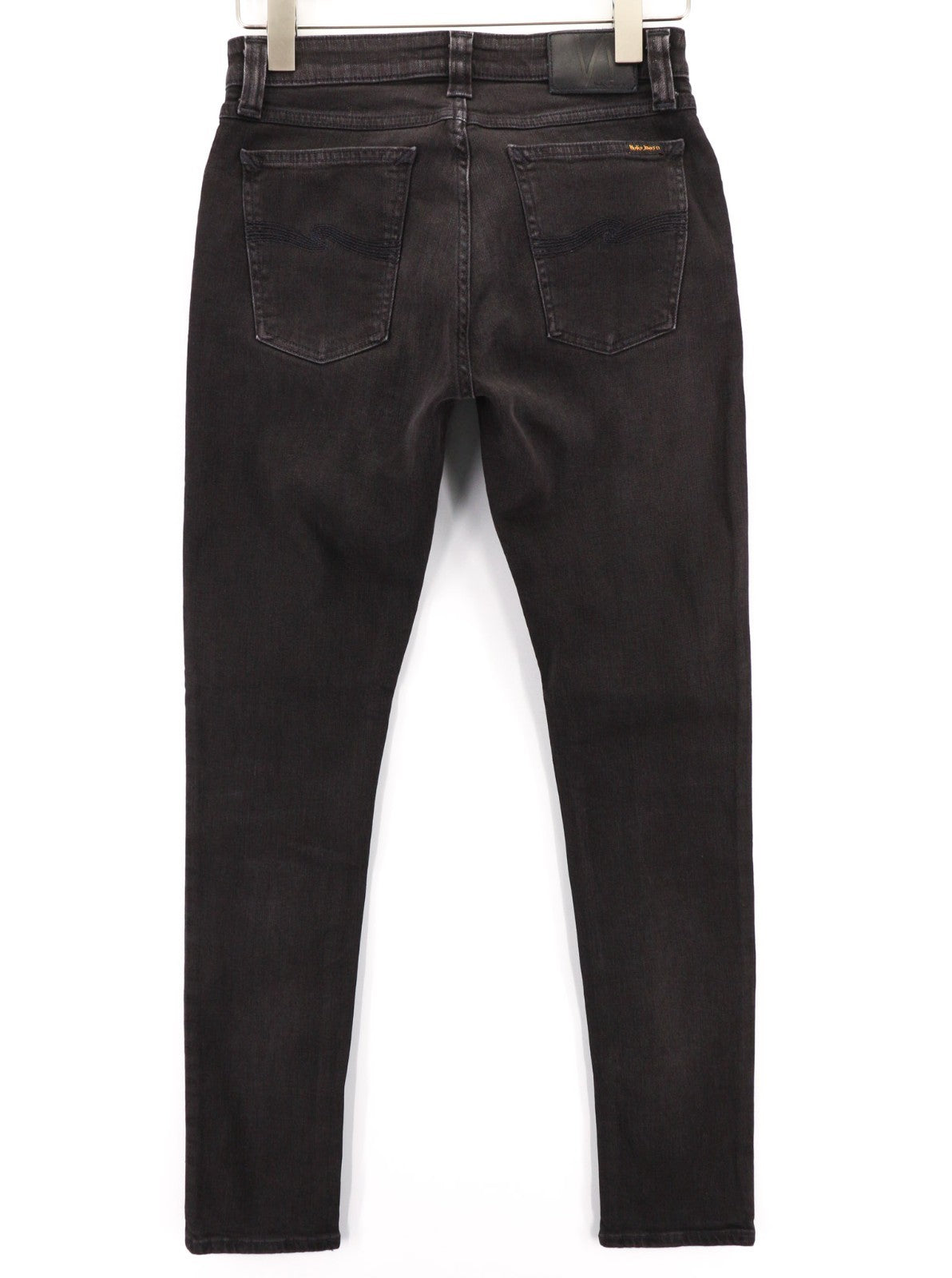 NUDIE JEANS Skinny Lin Used Black Men's Jeans W29/L32 Organic Denim Zip Faded