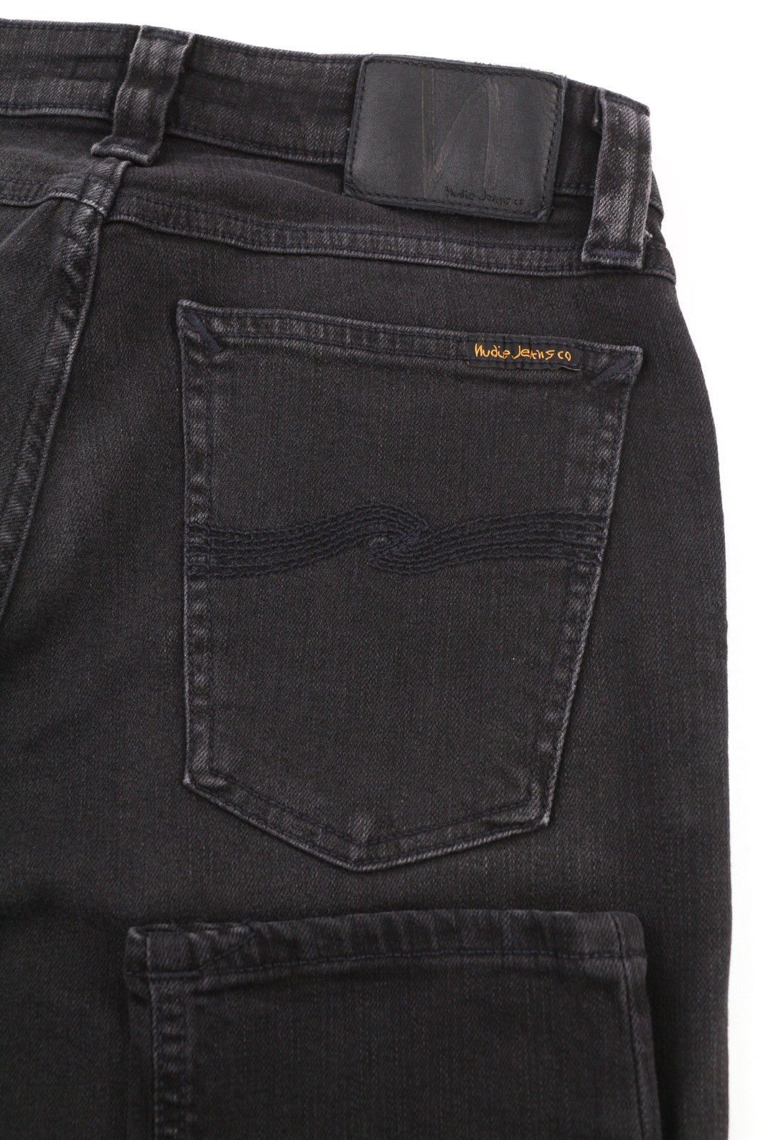 NUDIE JEANS Skinny Lin Used Black Men's Jeans W29/L32 Organic Denim Zip Faded