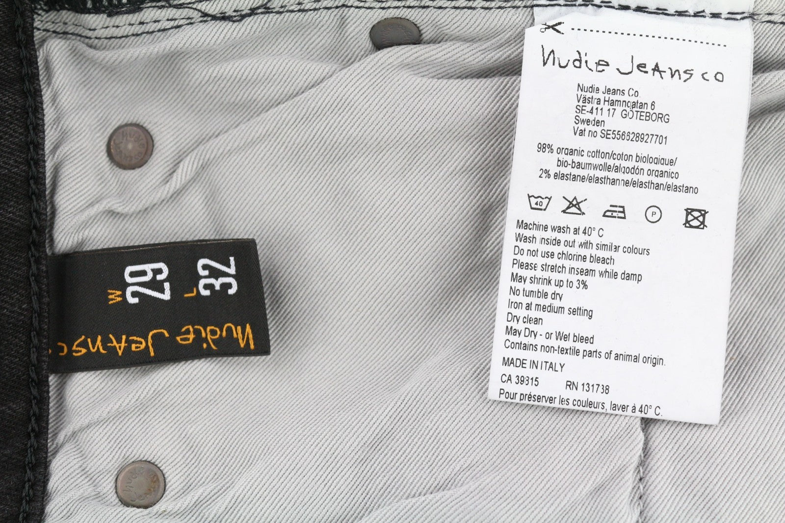 NUDIE JEANS Skinny Lin Used Black Men's Jeans W29/L32 Organic Denim Zip Faded