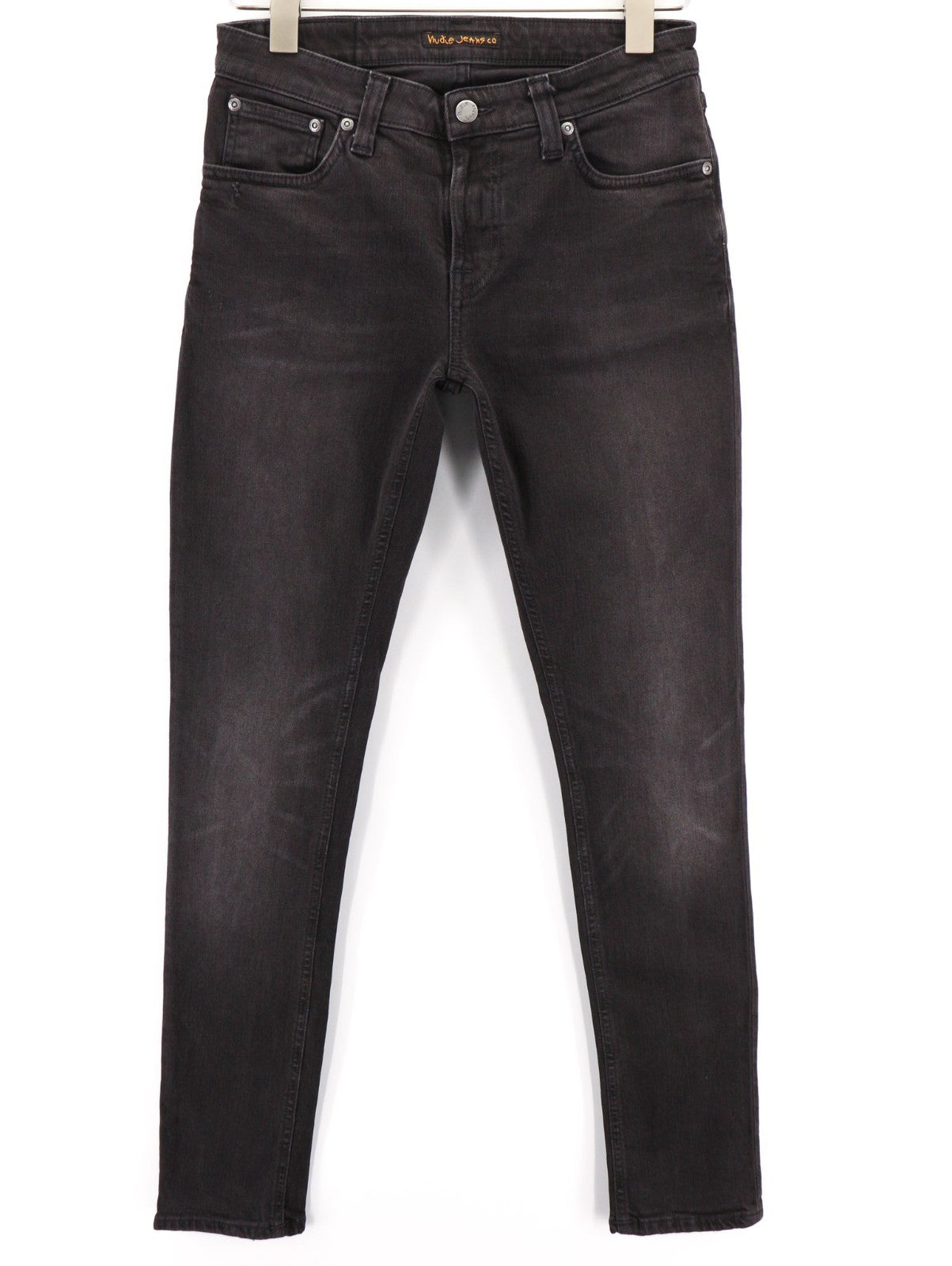 NUDIE JEANS Skinny Lin Used Black Men's Jeans W29/L32 Faded Stretch Cotton Zip