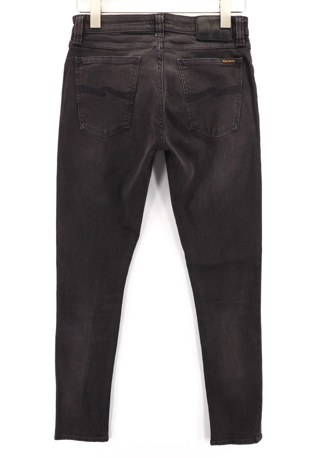 NUDIE JEANS Skinny Lin Used Black Men's Jeans W29/L32 Faded Stretch Cotton Zip