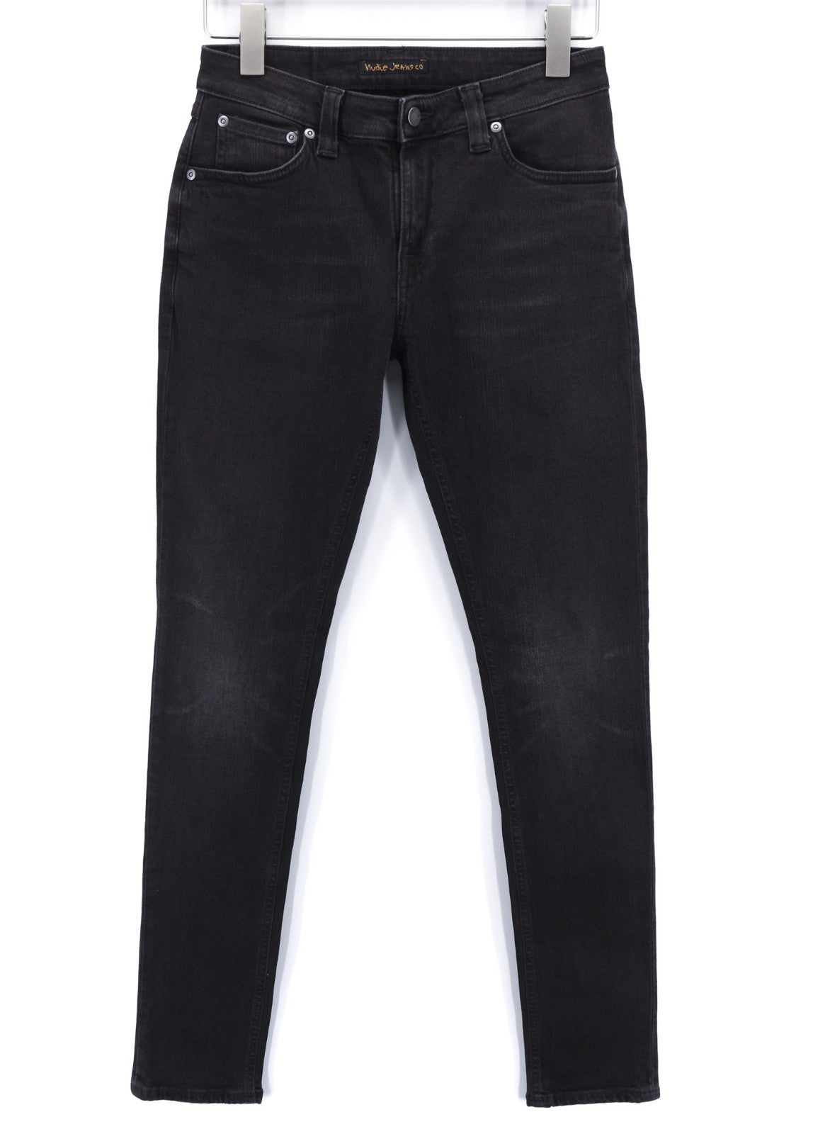 NUDIE JEANS Skinny Lin Used Black Men's Jeans W29/L32 Zip Faded Cotton Stretch