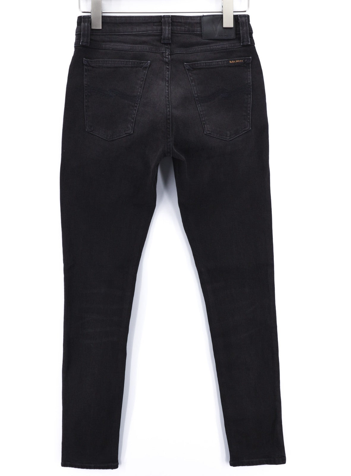 NUDIE JEANS Skinny Lin Used Black Men's Jeans W29/L32 Zip Faded Cotton Stretch