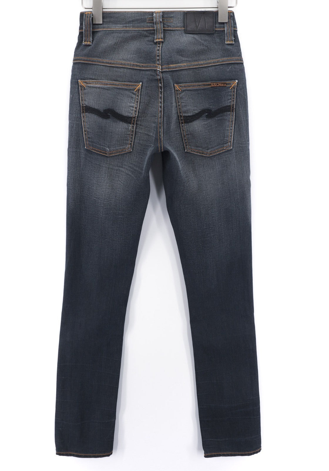 NUDIE JEANS Thin Finn Grey dėvėti vyriški džinsai W29/L34 Slim Zip Fly iš ekologiškos medvilnės 